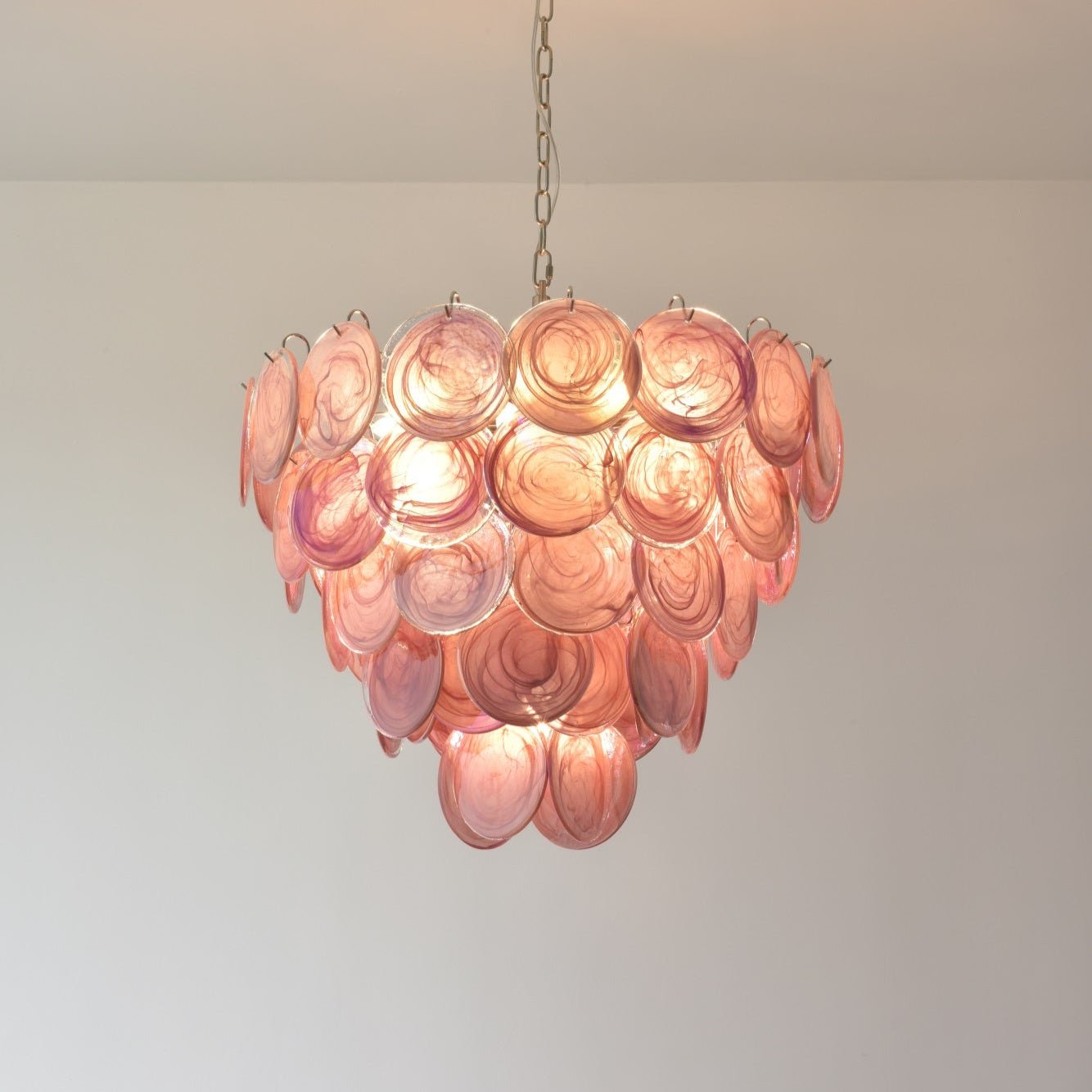Ault Chandelier Pink Murano Disc Layered Contemporary-Neutral Decor