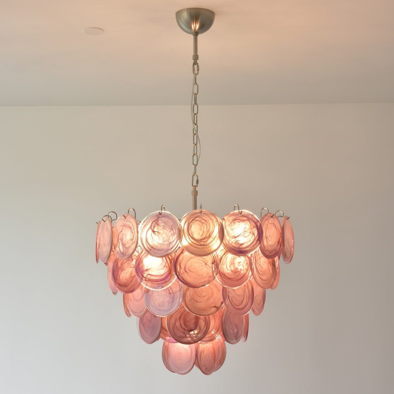 Ault Chandelier Pink Murano Disc Layered Contemporary-Neutral Decor