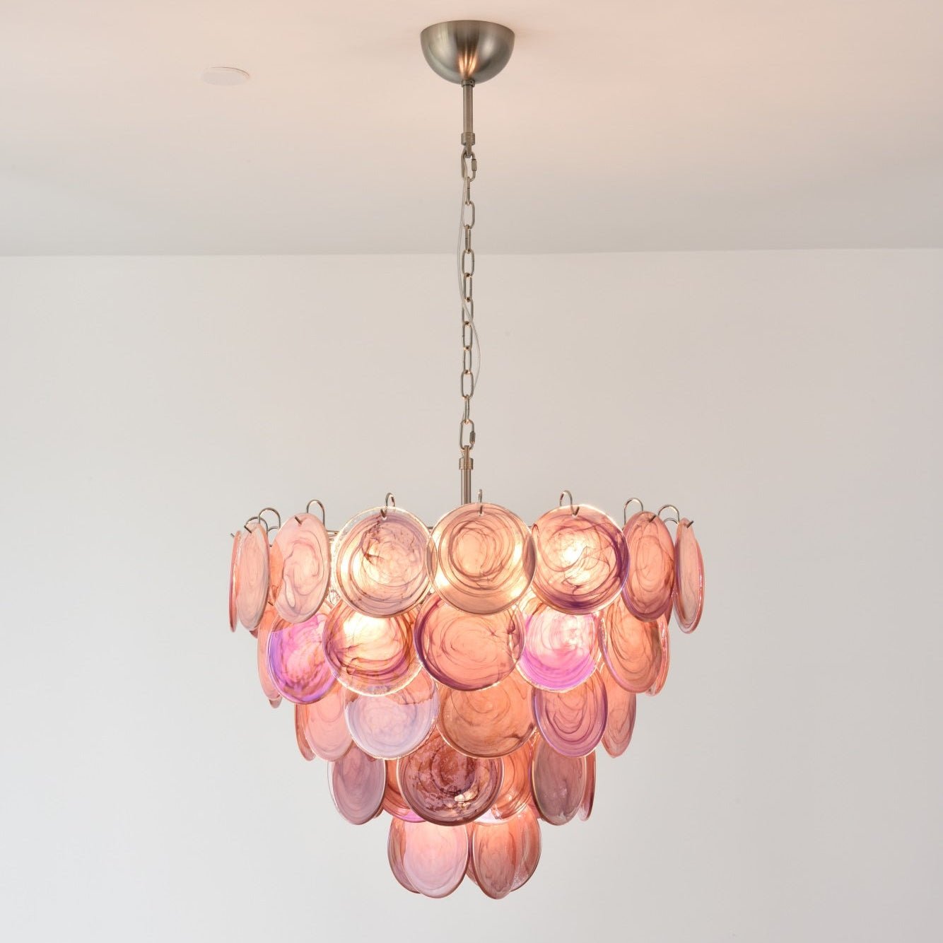 Ault Chandelier Pink Murano Disc Layered Contemporary-Neutral Decor
