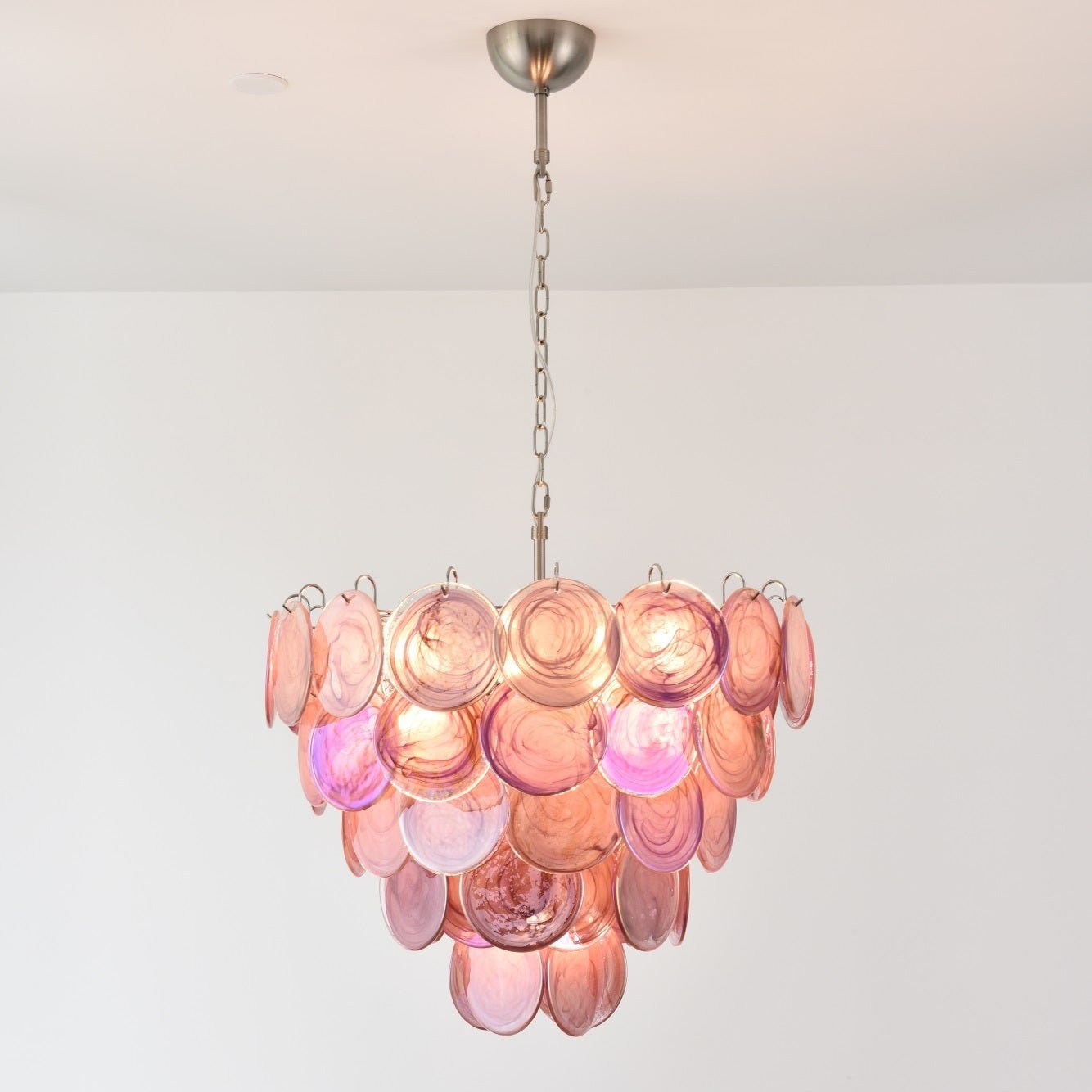Ault Chandelier Pink Murano Disc Layered Contemporary-Neutral Decor