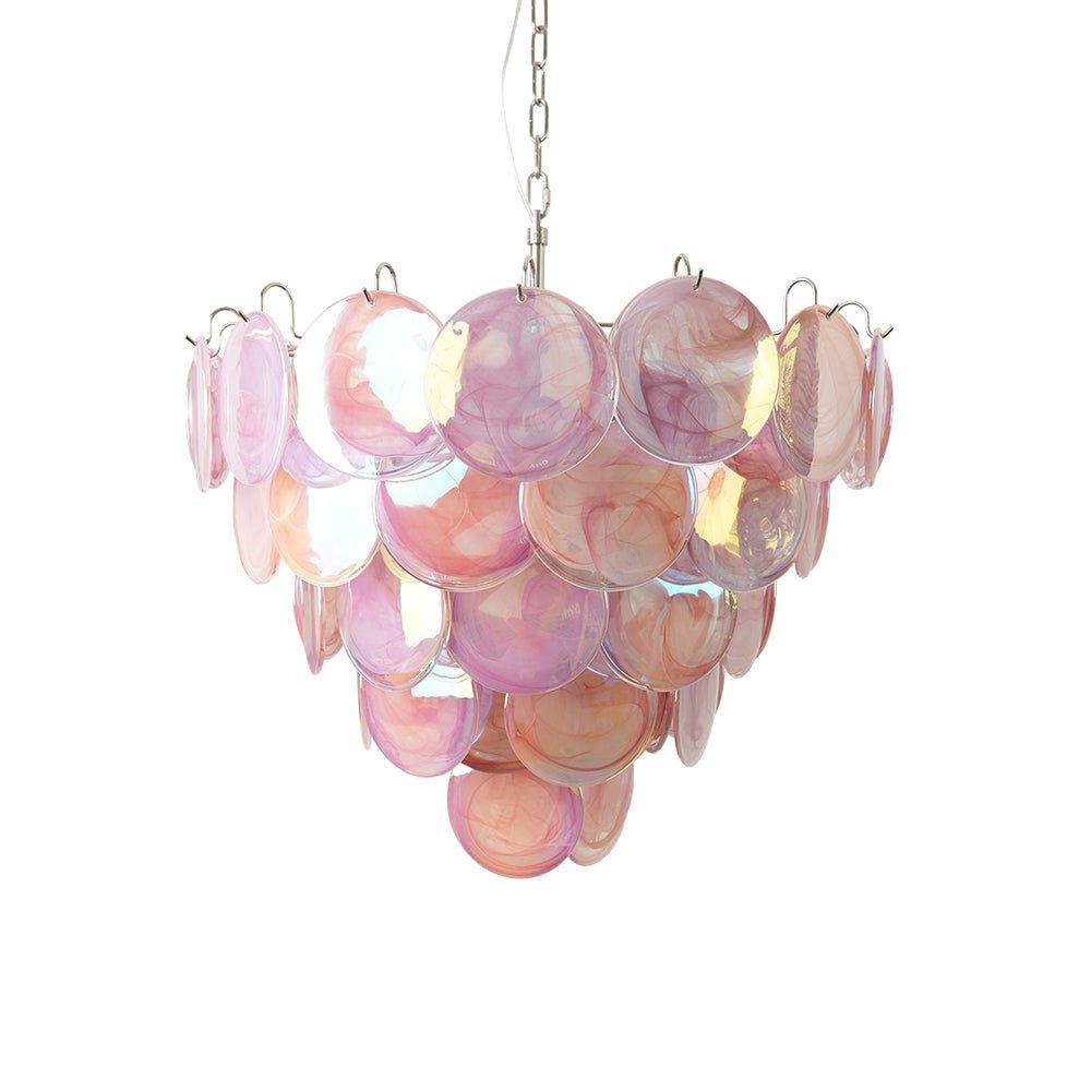 Ault Chandelier Pink Murano Disc Layered Contemporary-Neutral Decor