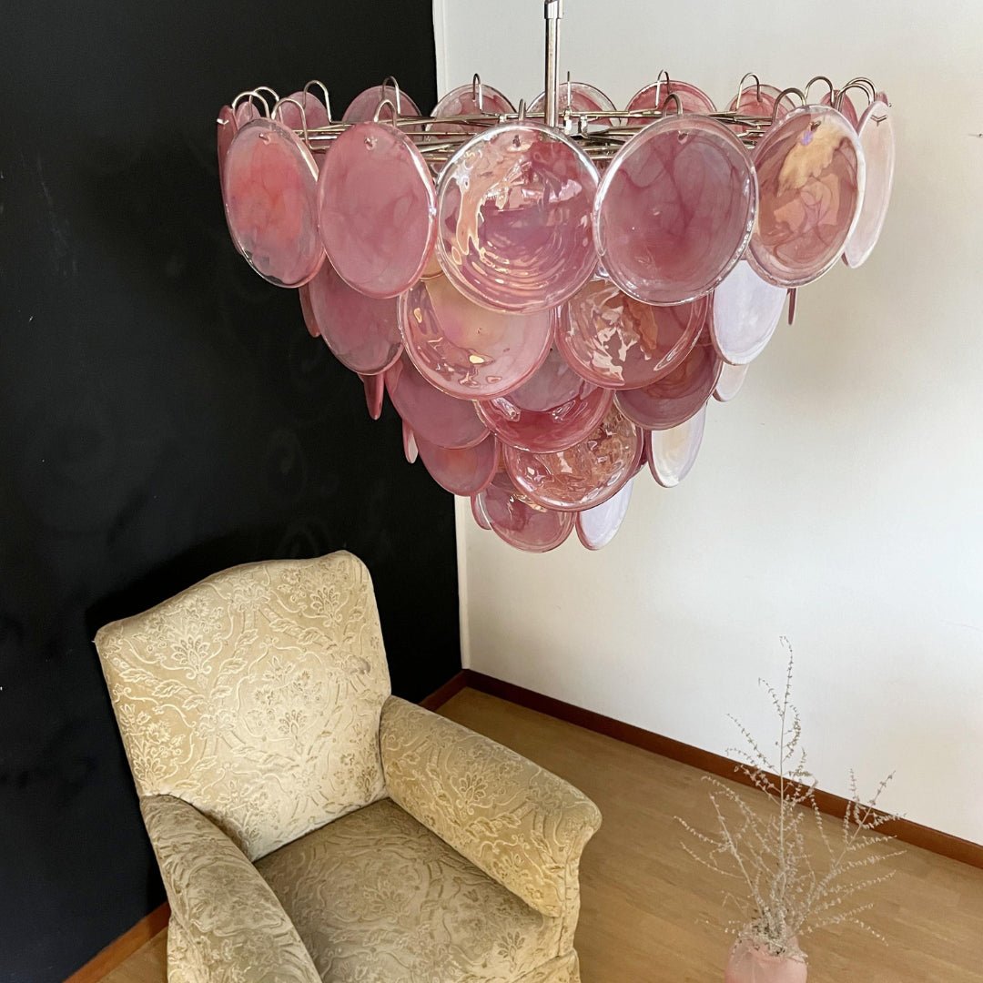 Ault Chandelier Pink Murano Disc Layered Contemporary-Neutral Decor