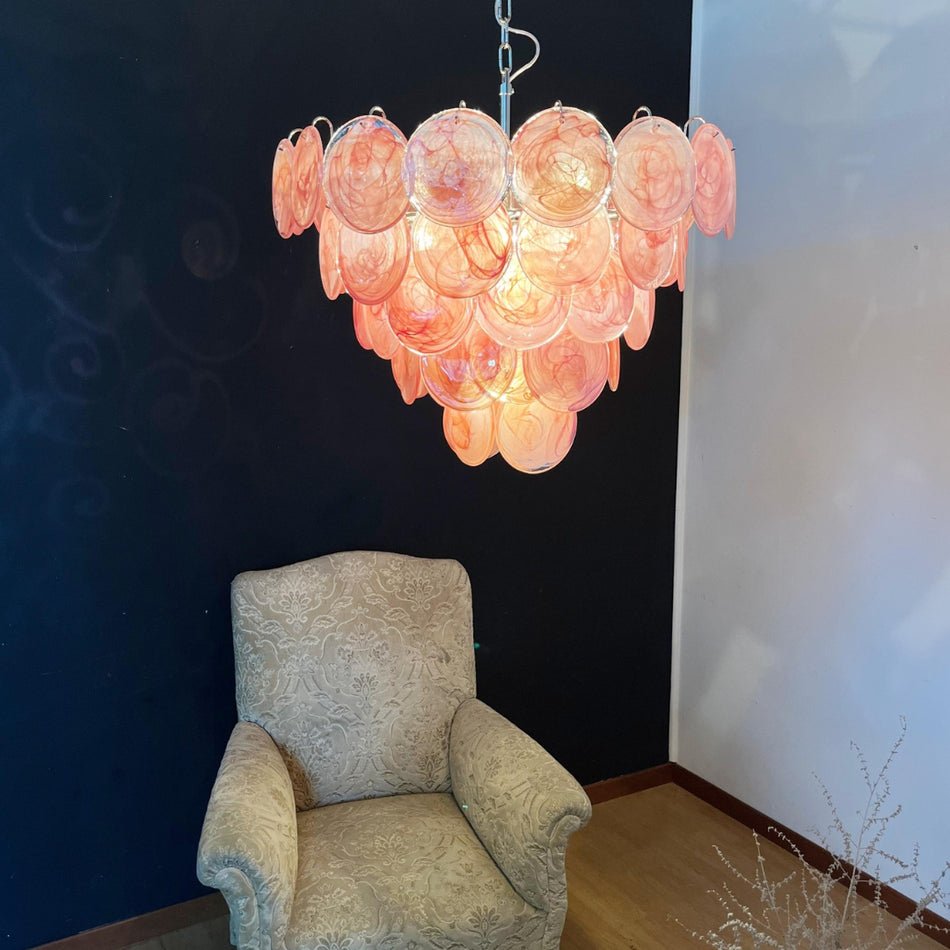 Ault Chandelier Pink Murano Disc Layered Contemporary-Neutral Decor