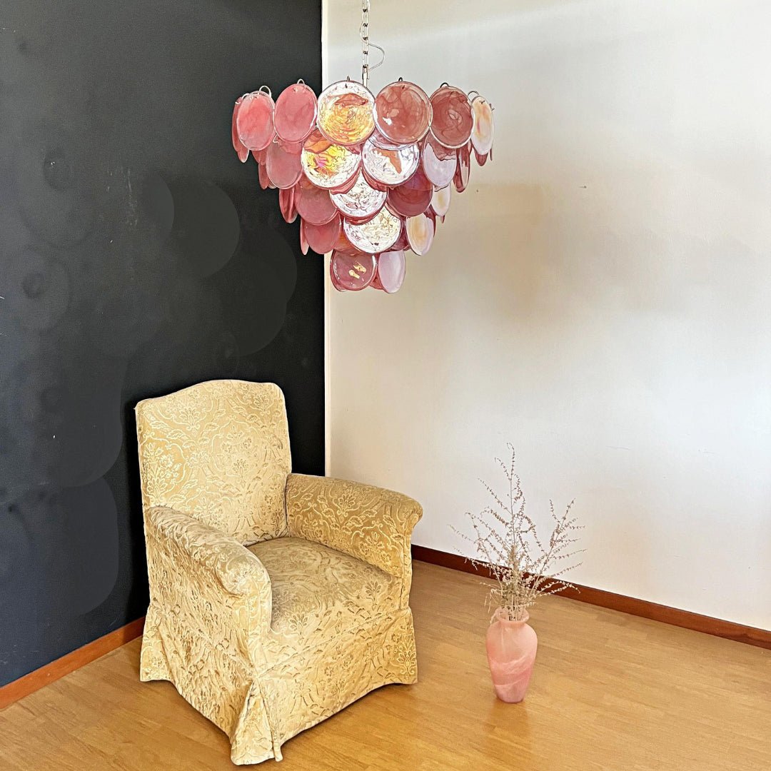 Ault Chandelier Pink Murano Disc Layered Contemporary-Neutral Decor