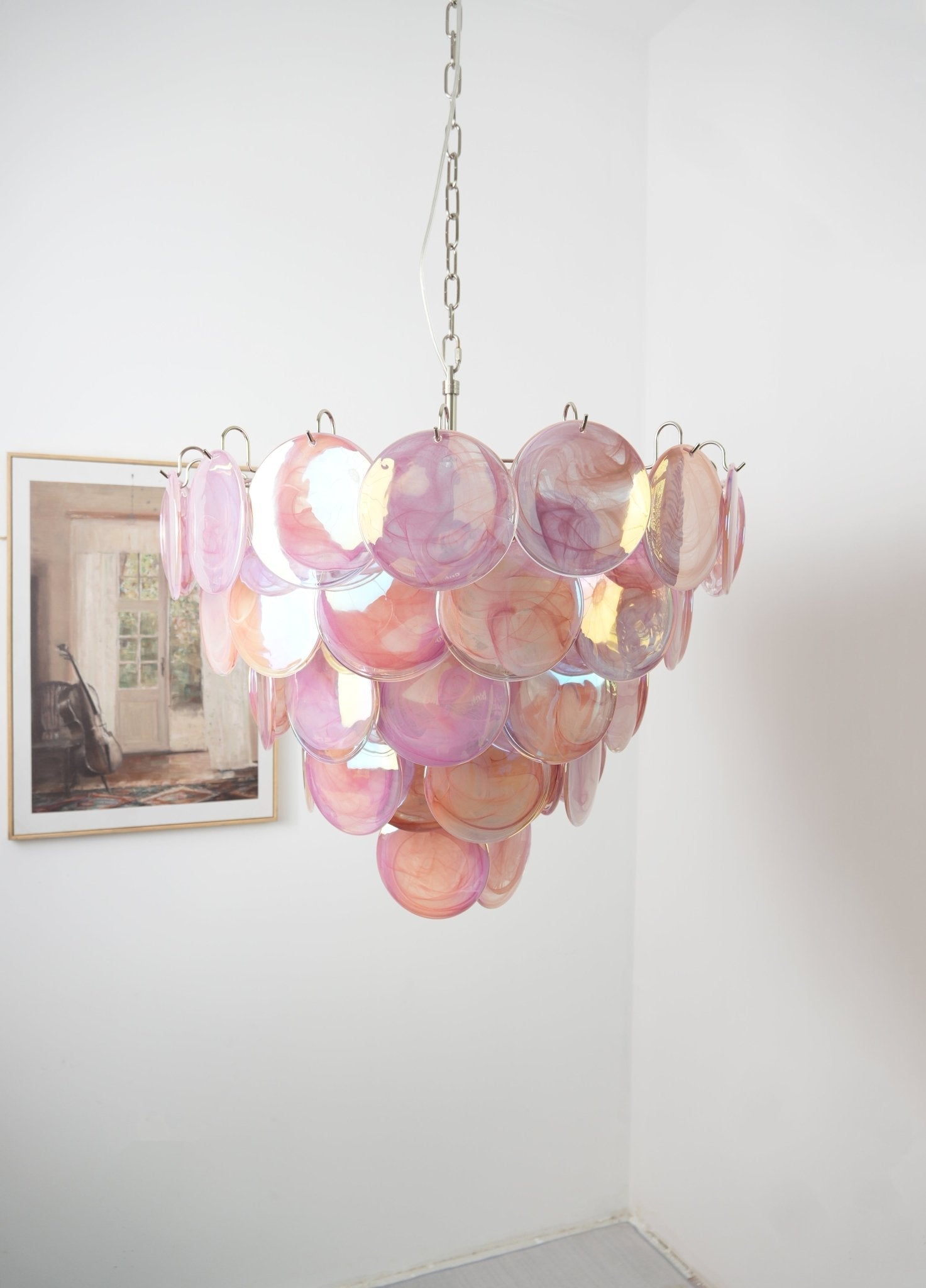 Ault Chandelier Pink Murano Disc Layered Contemporary-Neutral Decor