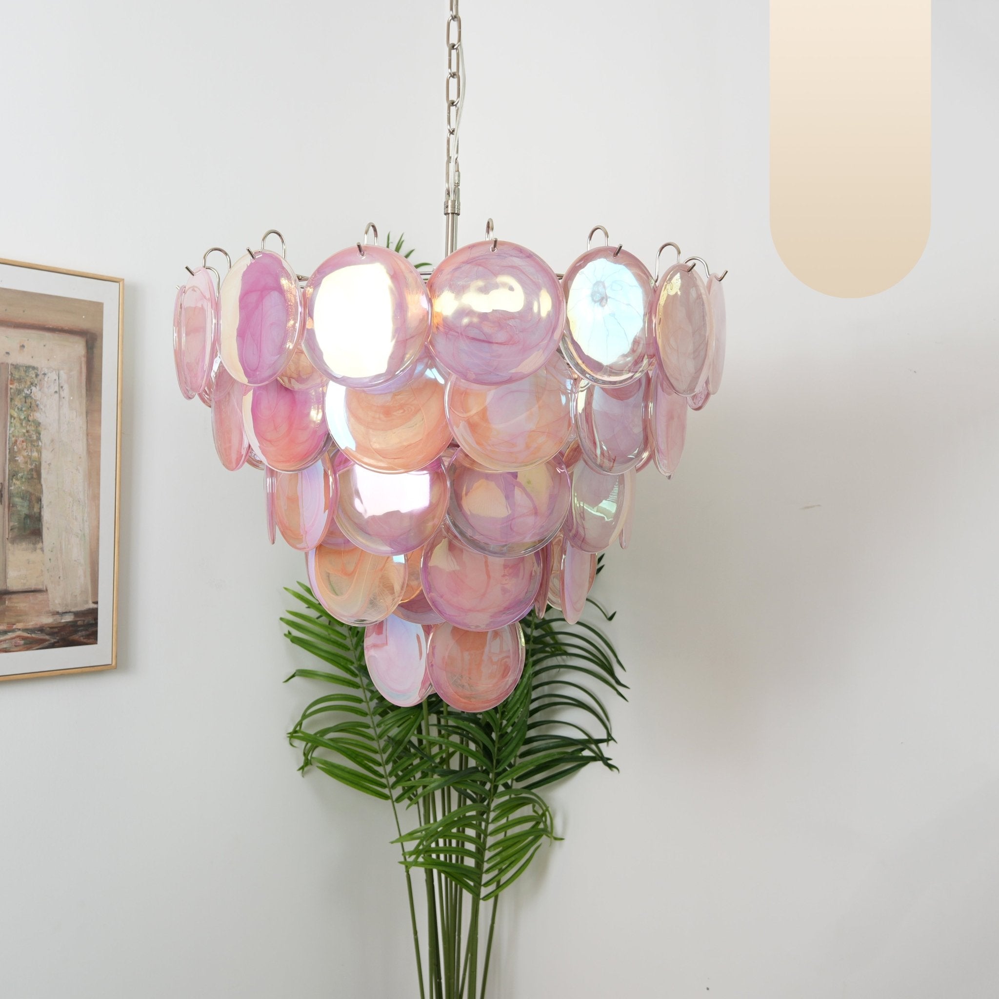 Ault Chandelier Pink Murano Disc Layered Contemporary-Neutral Decor