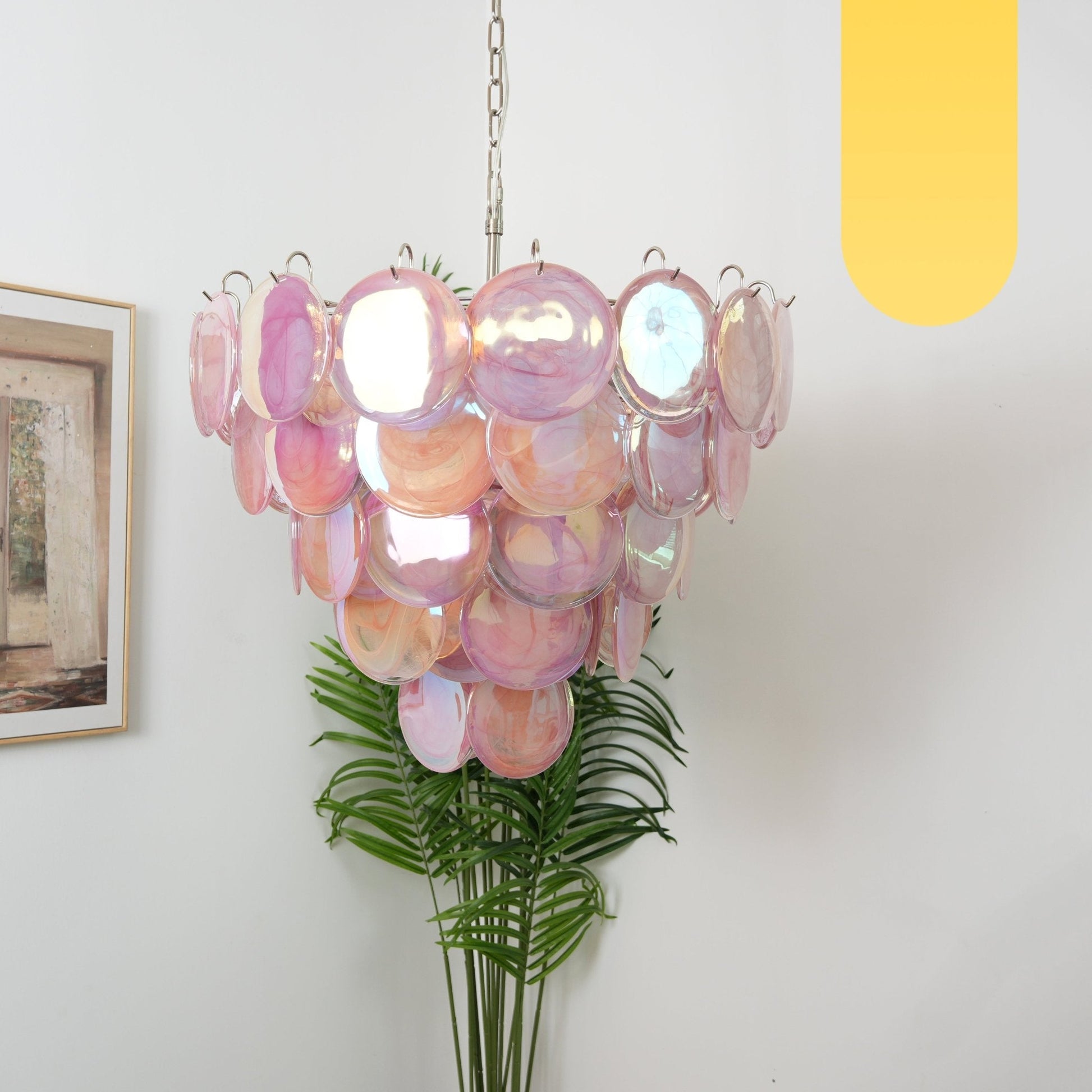 Ault Chandelier Pink Murano Disc Layered Contemporary-Neutral Decor