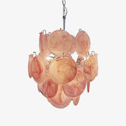 Aurora Chandelier Pink Murano Glass Disc Vintage Charm-Neutral Decor
