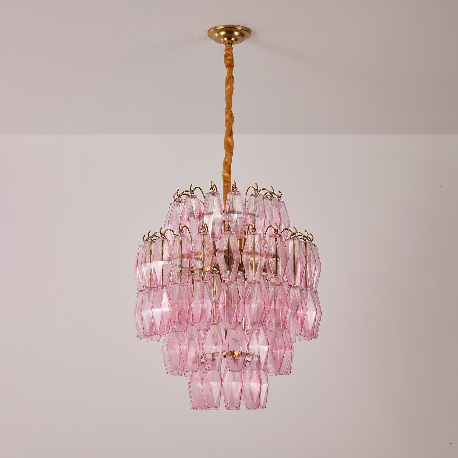 Aurora Chandelier Pink Murano Glass Layered Glam-Neutral Decor