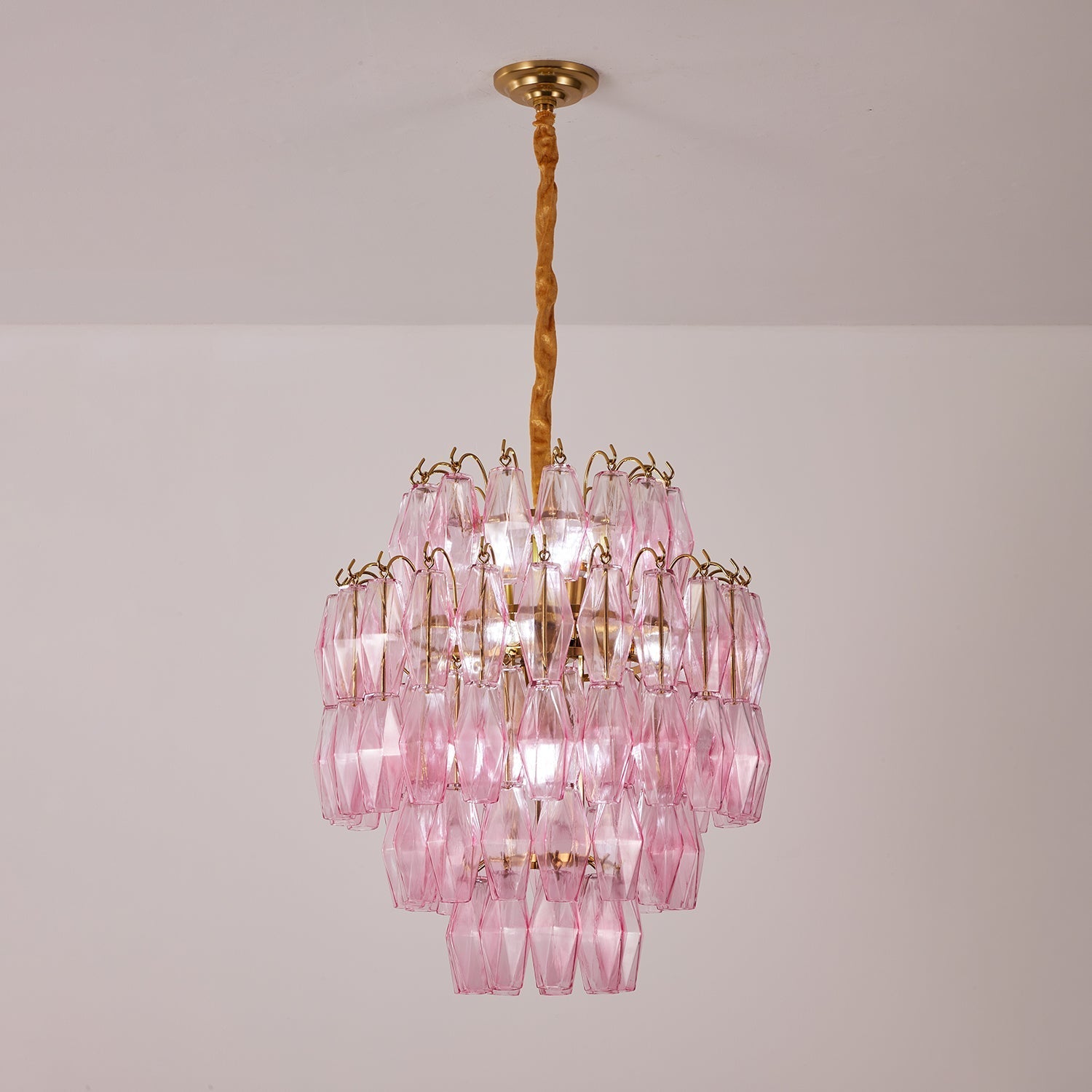 Aurora Chandelier Pink Murano Glass Layered Glam-Neutral Decor