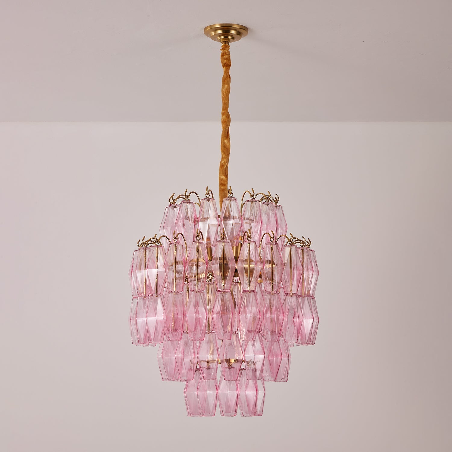 Aurora Chandelier Pink Murano Glass Layered Glam-Neutral Decor