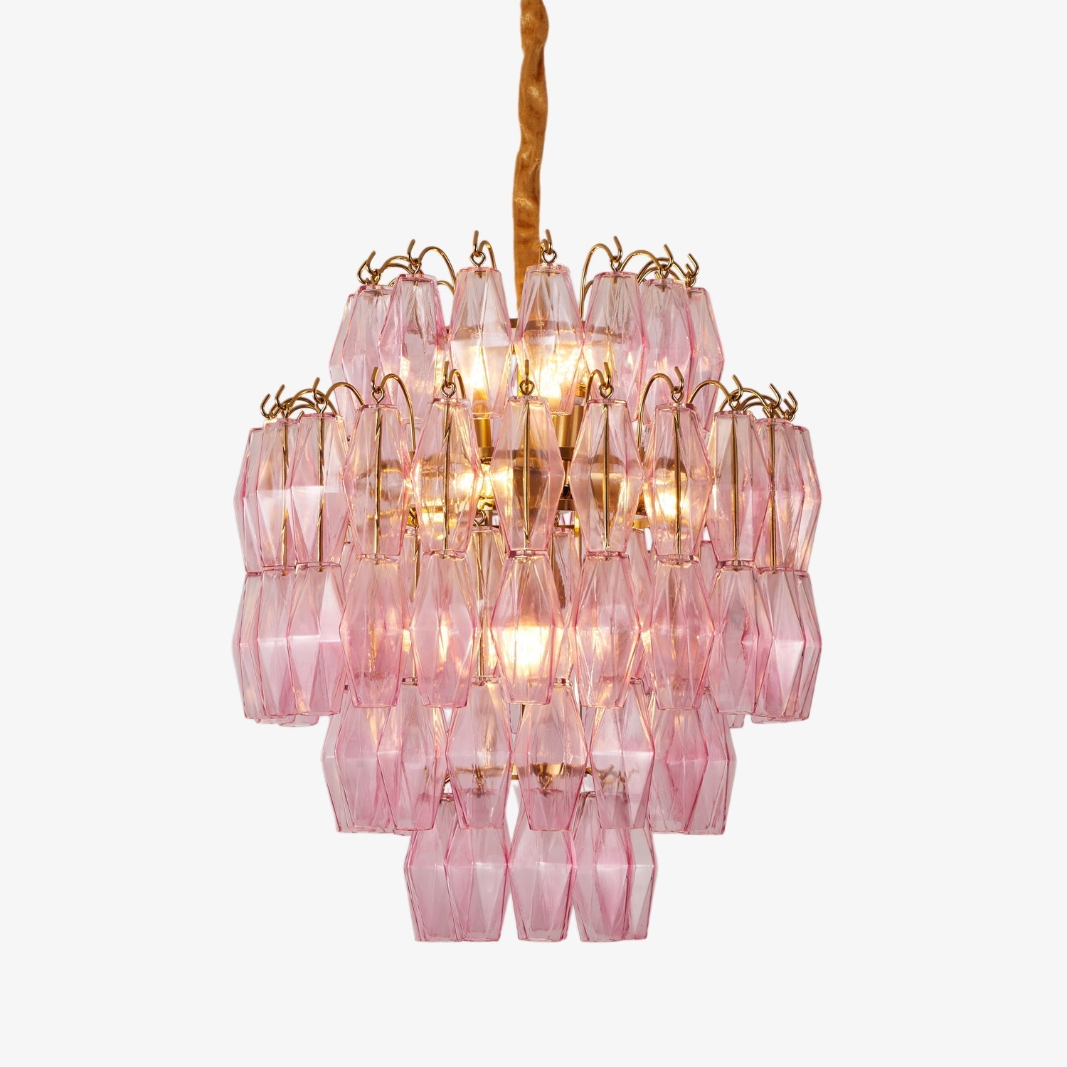 Aurora Chandelier Pink Murano Glass Layered Glam-Neutral Decor