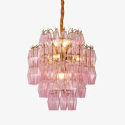Aurora Chandelier Pink Murano Glass Layered Glam-Neutral Decor