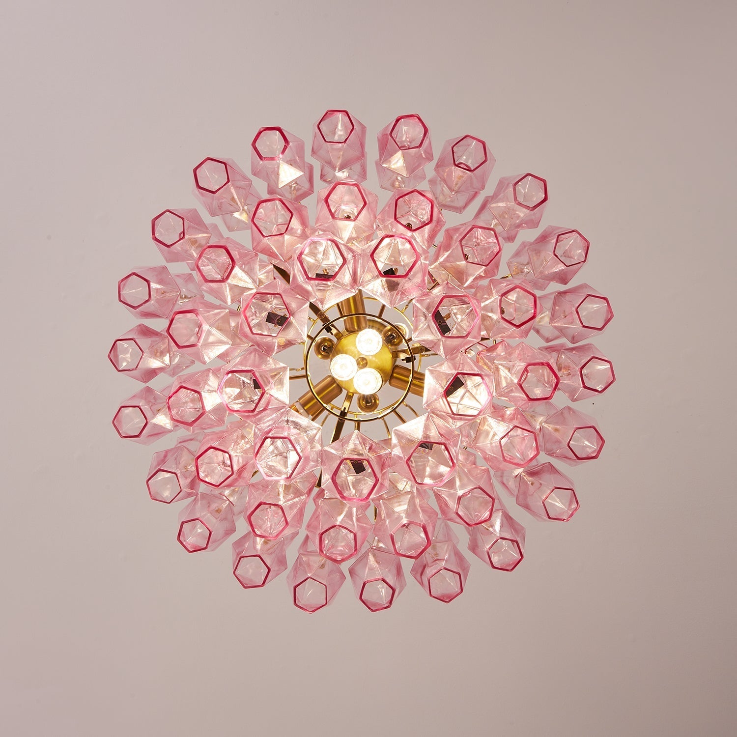 Aurora Chandelier Pink Murano Glass Layered Glam-Neutral Decor