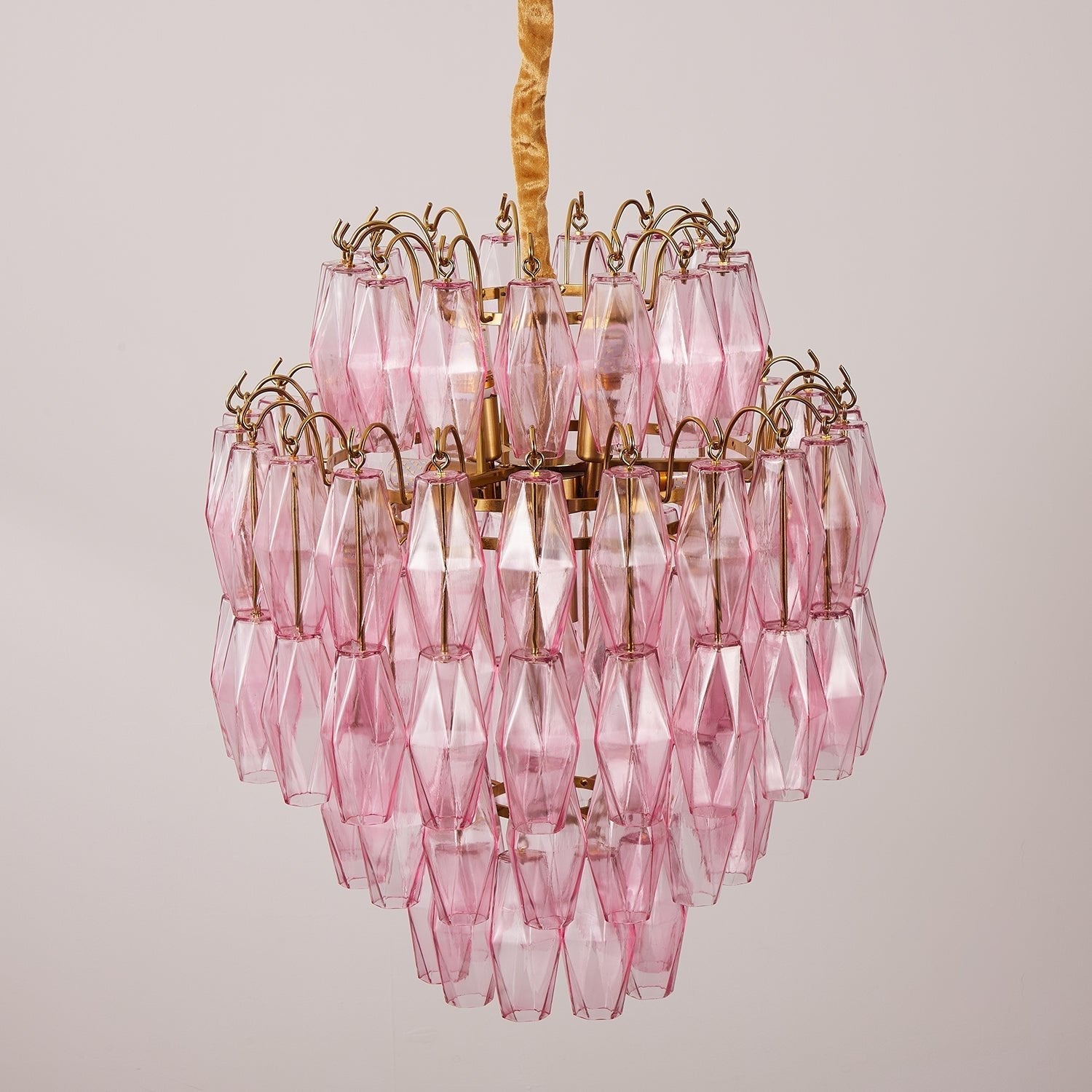 Aurora Chandelier Pink Murano Glass Layered Glam-Neutral Decor