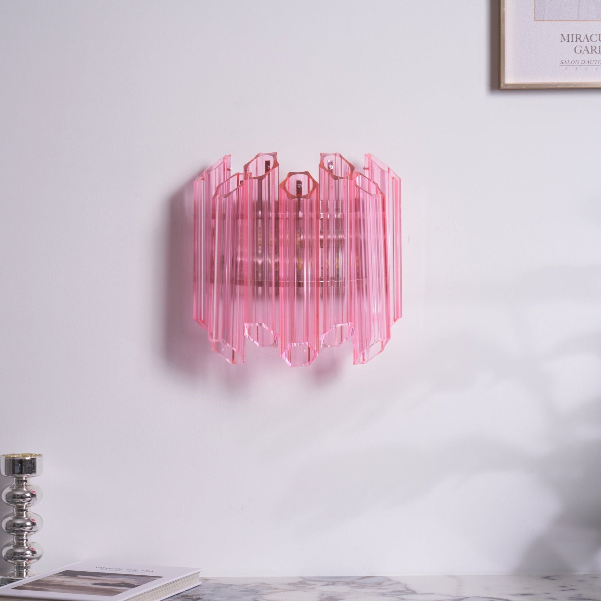Aurora Wall Lamp Pink Murano Glass Tube-Neutral Decor