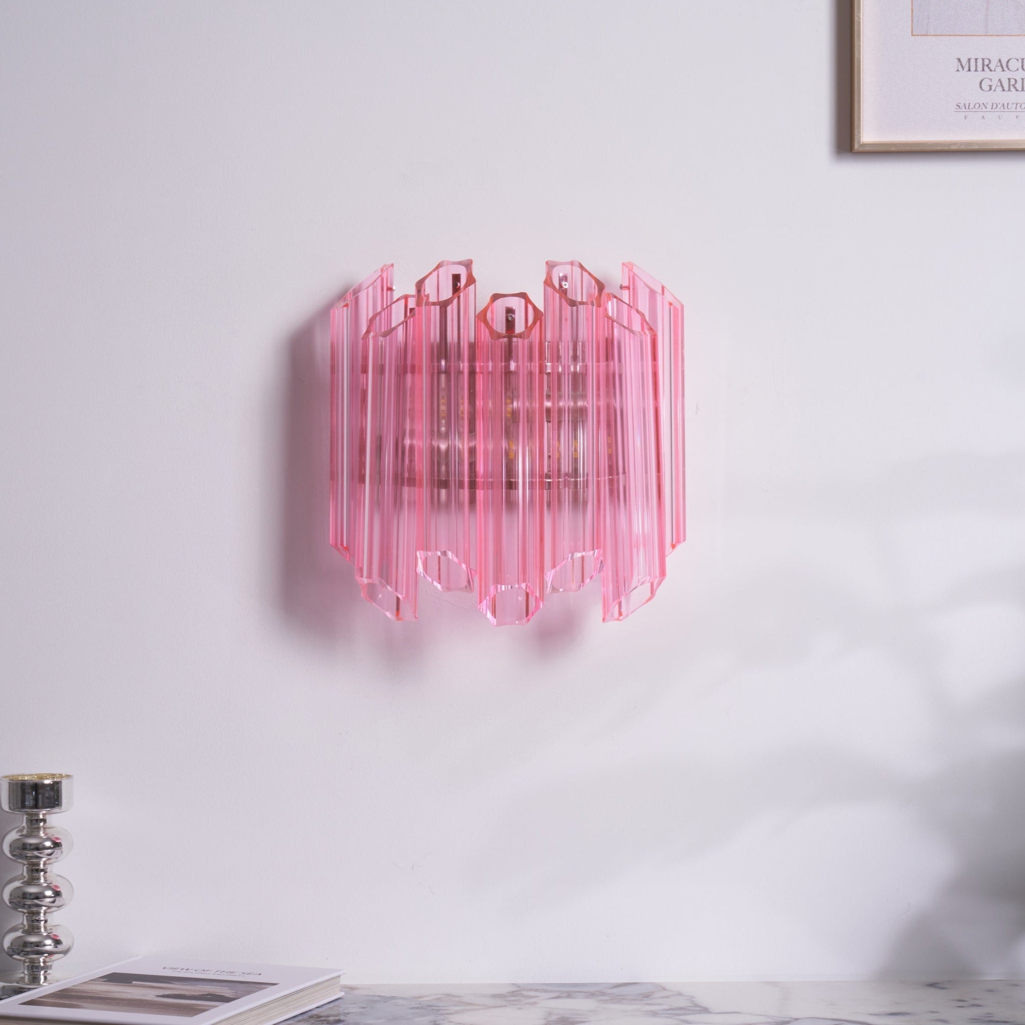 Aurora Wall Lamp Pink Murano Glass Tube-Neutral Decor