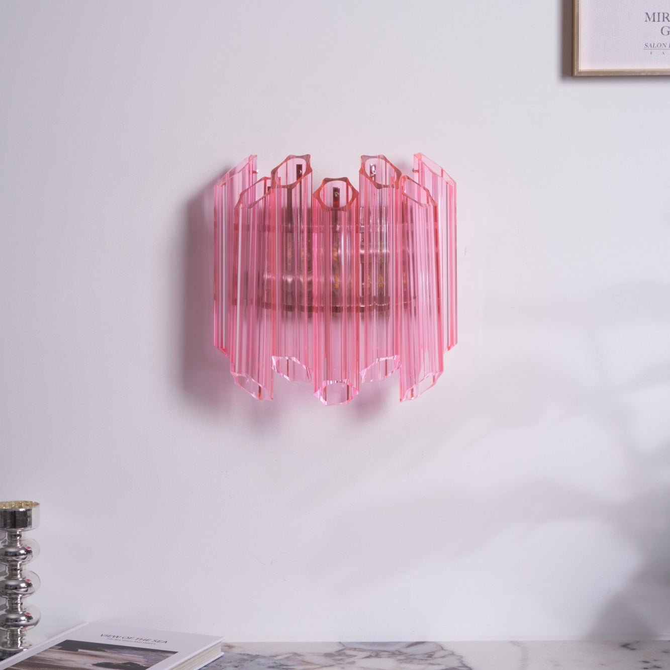Aurora Wall Lamp Pink Murano Glass Tube-Neutral Decor