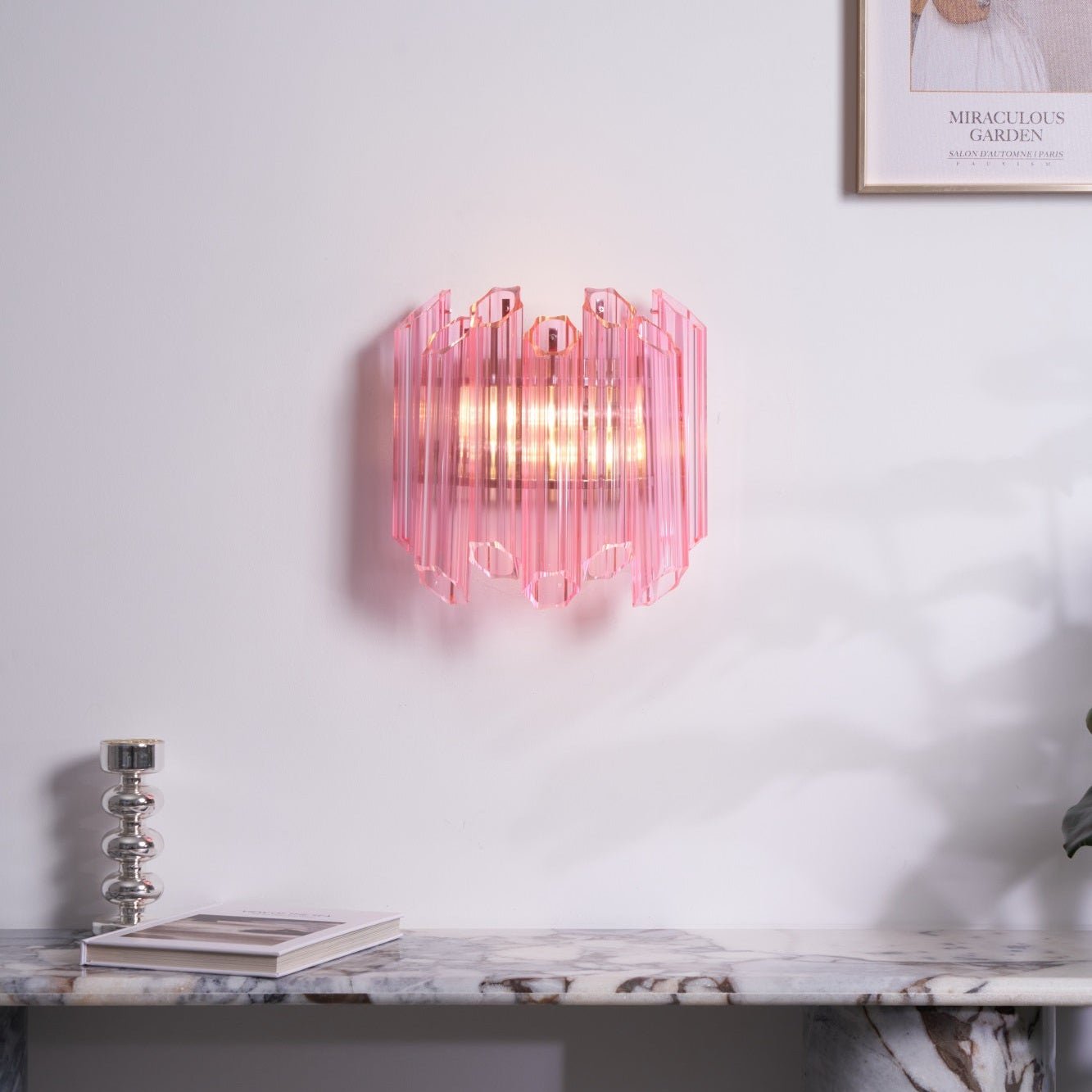 Aurora Wall Lamp Pink Murano Glass Tube-Neutral Decor