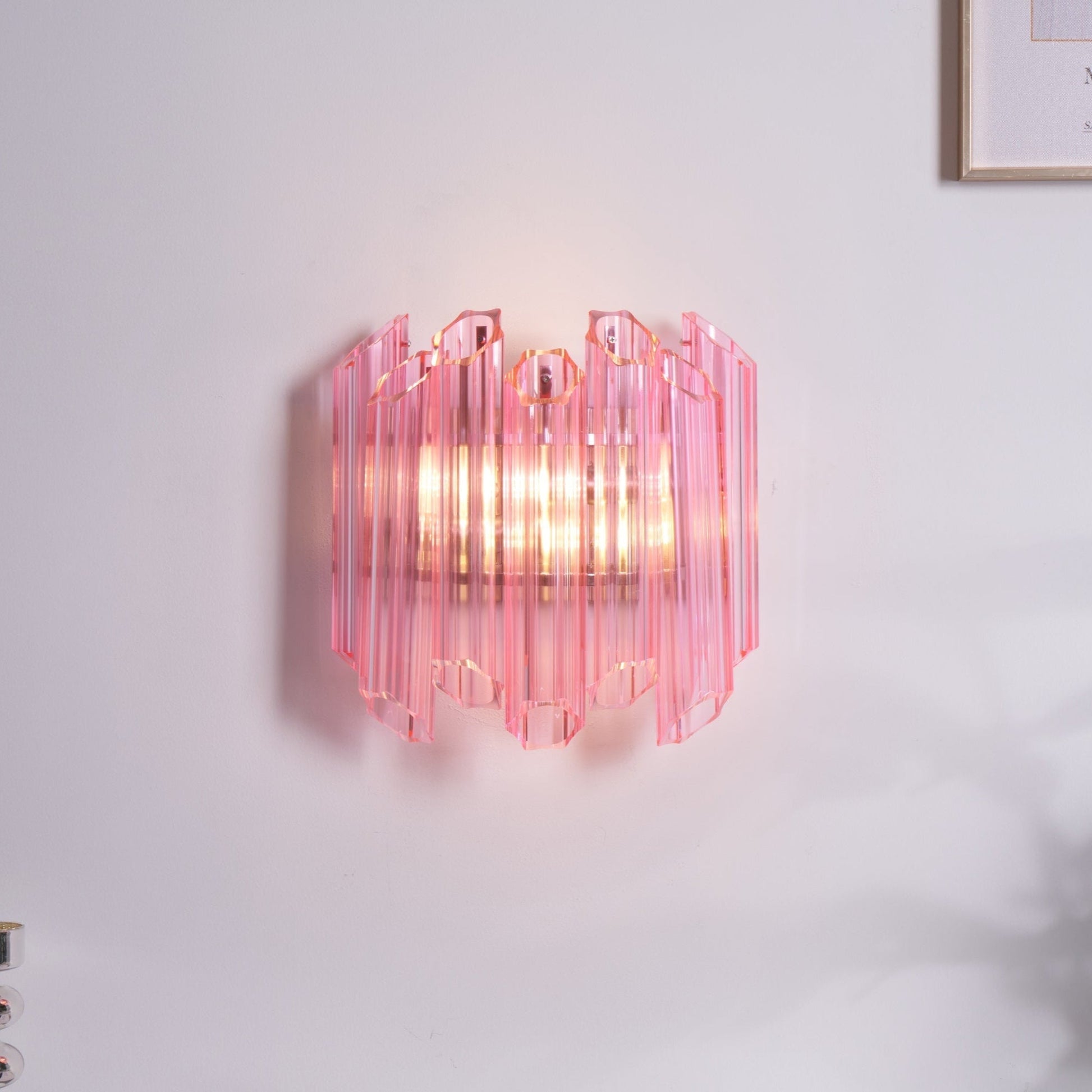 Aurora Wall Lamp Pink Murano Glass Tube-Neutral Decor