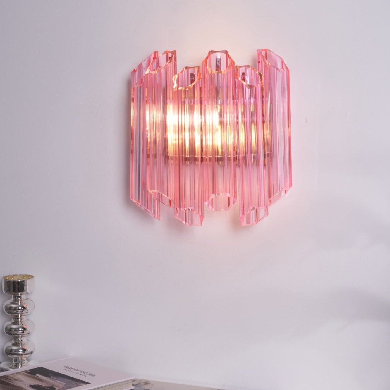 Aurora Wall Lamp Pink Murano Glass Tube-Neutral Decor
