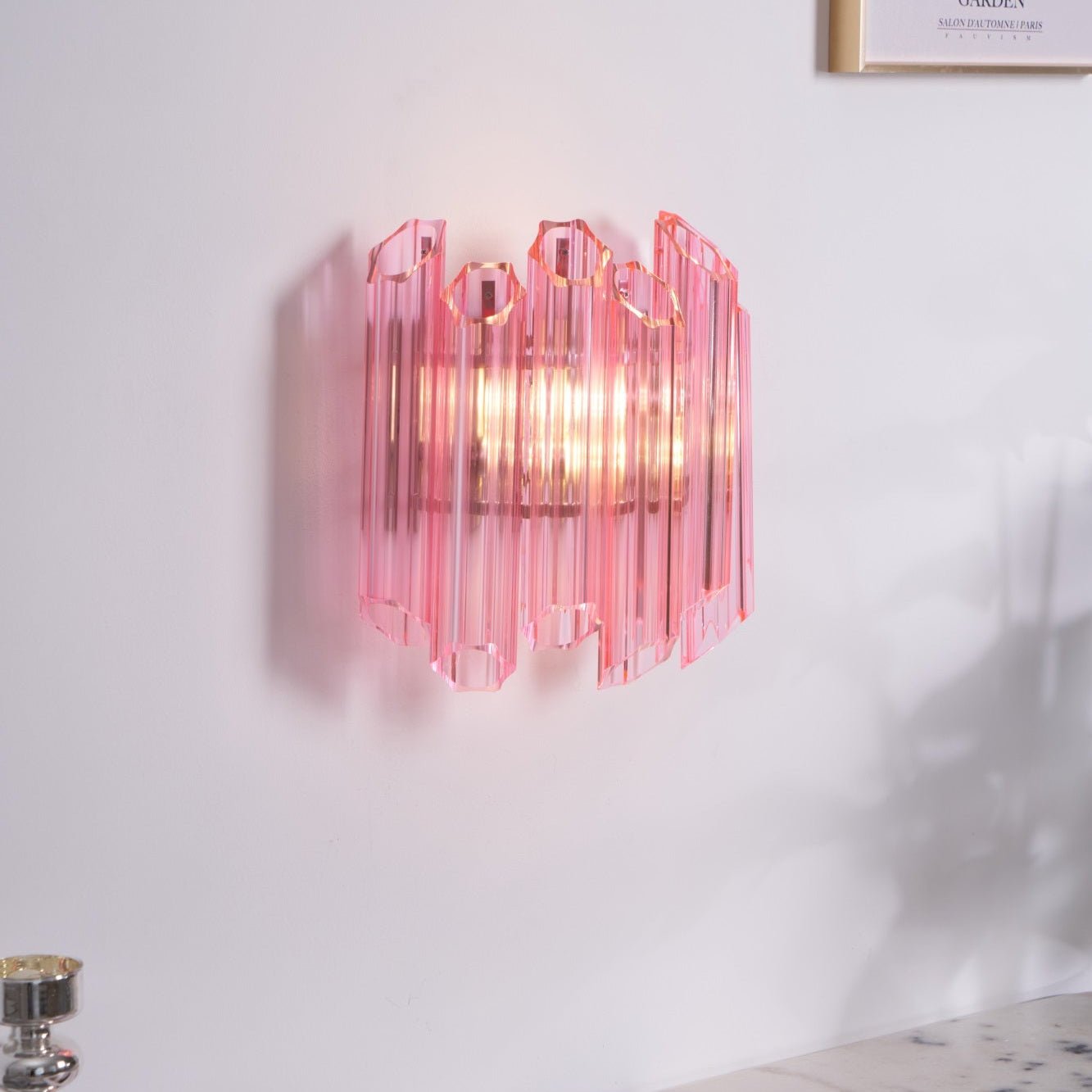Aurora Wall Lamp Pink Murano Glass Tube-Neutral Decor