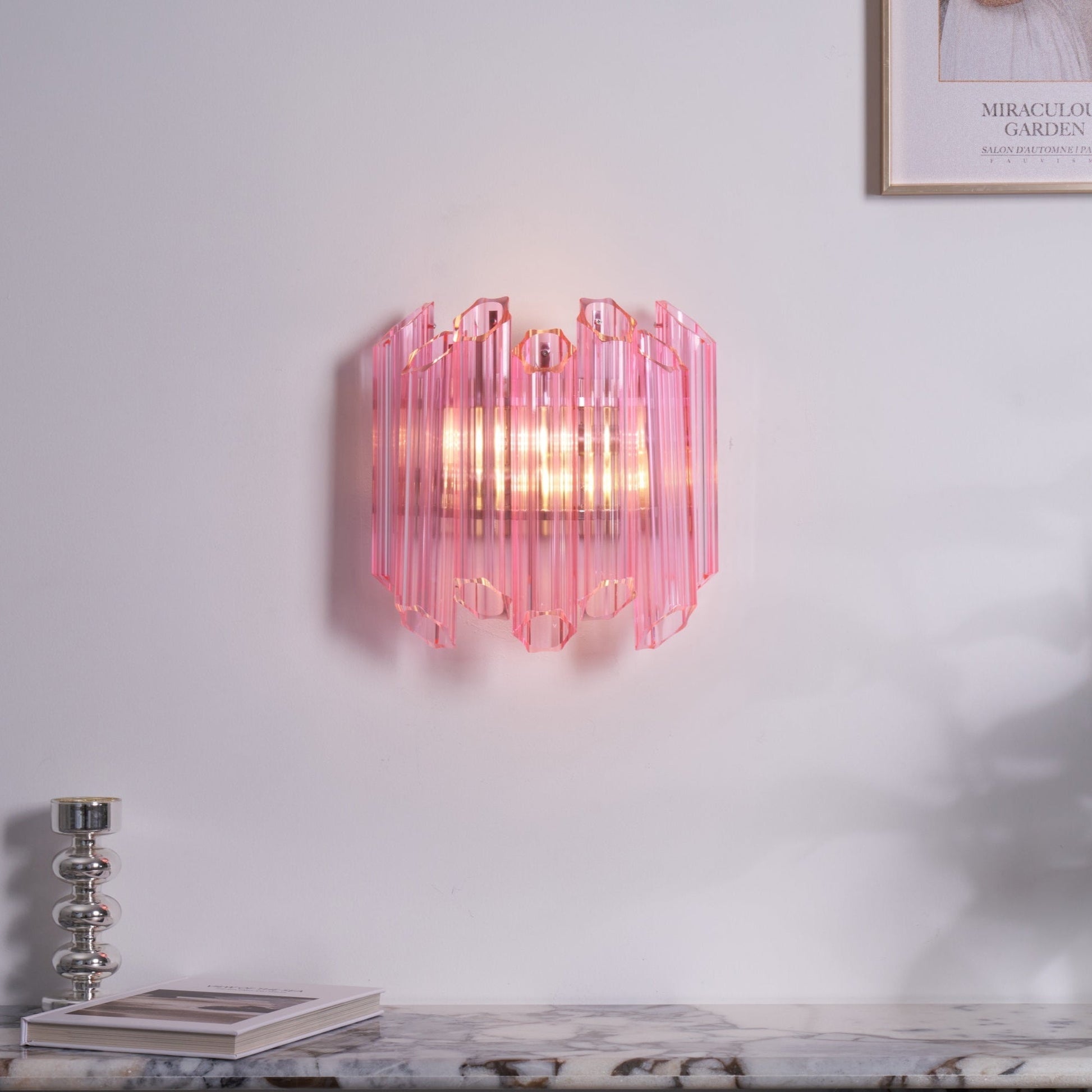 Aurora Wall Lamp Pink Murano Glass Tube-Neutral Decor
