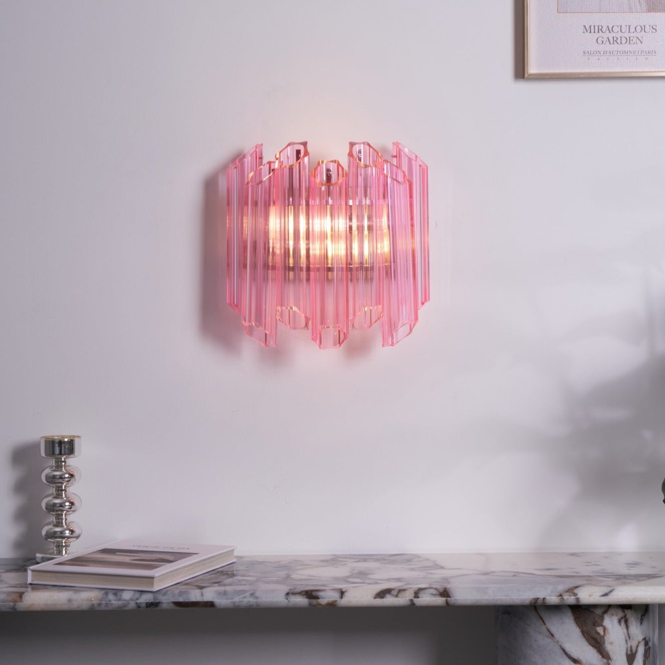 Aurora Wall Lamp Pink Murano Glass Tube-Neutral Decor