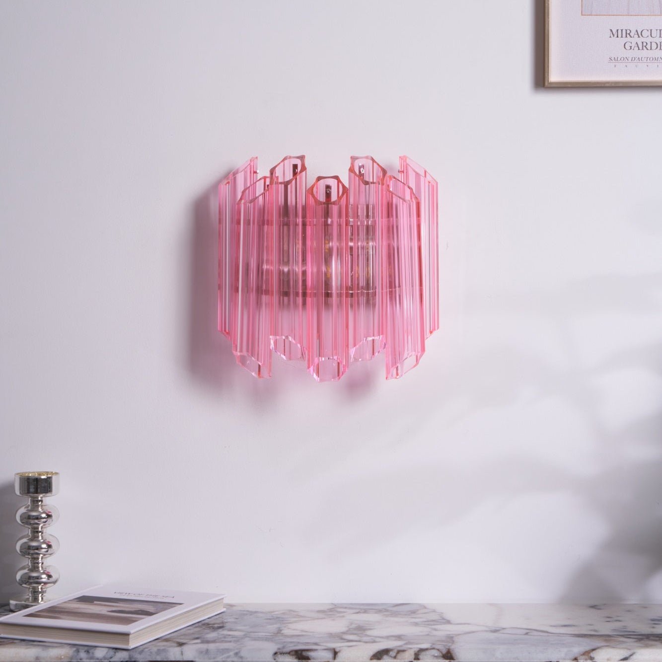 Aurora Wall Lamp Pink Murano Glass Tube-Neutral Decor