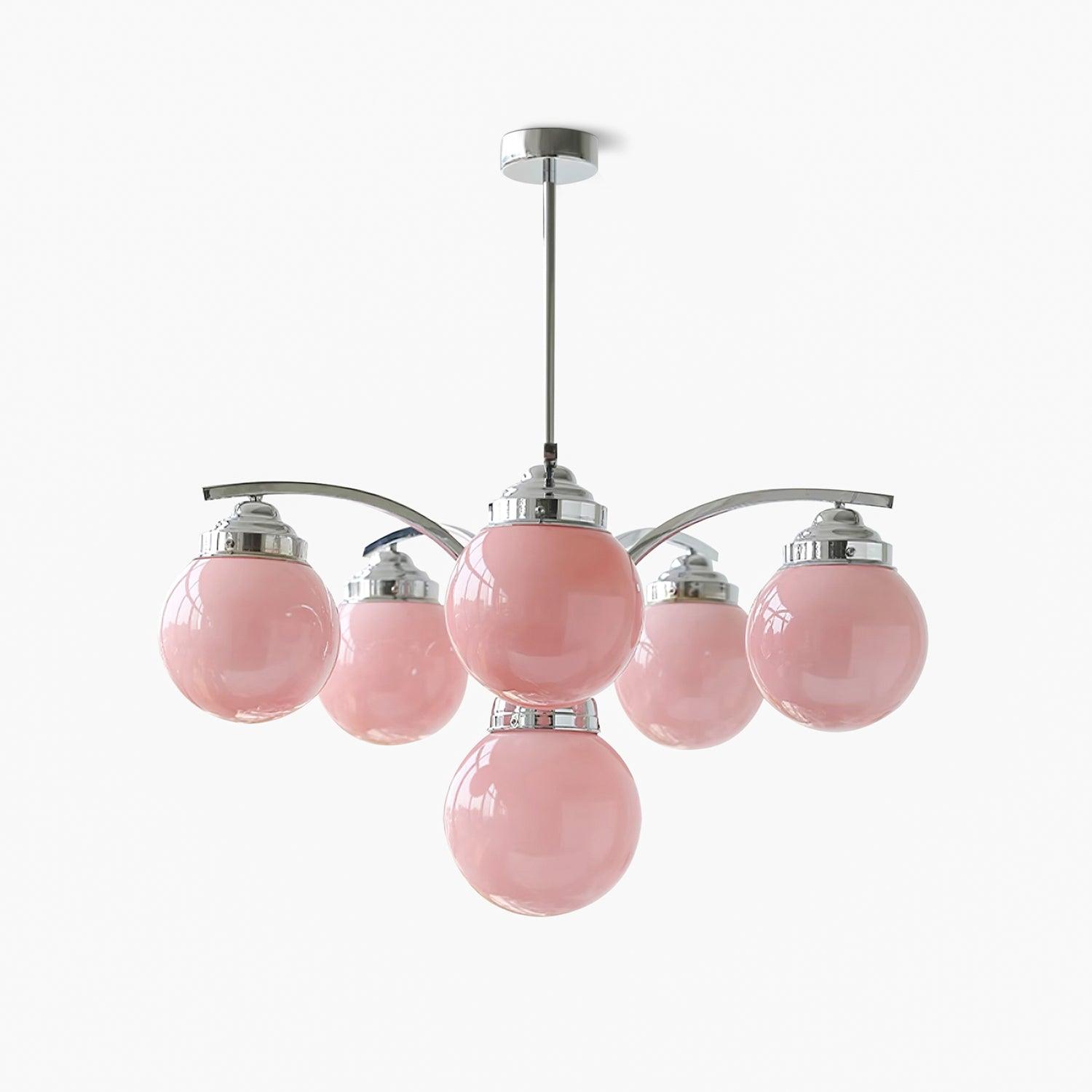Lustra Chandelier Pink Glass-Neutral Decor
