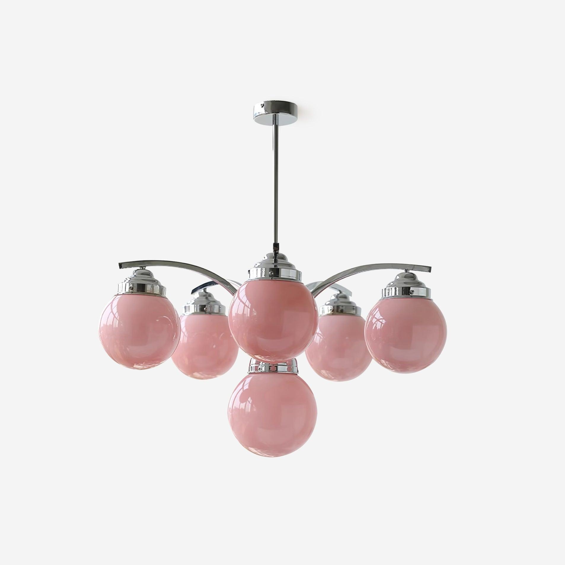 Lustra Chandelier Pink Glass-Neutral Decor
