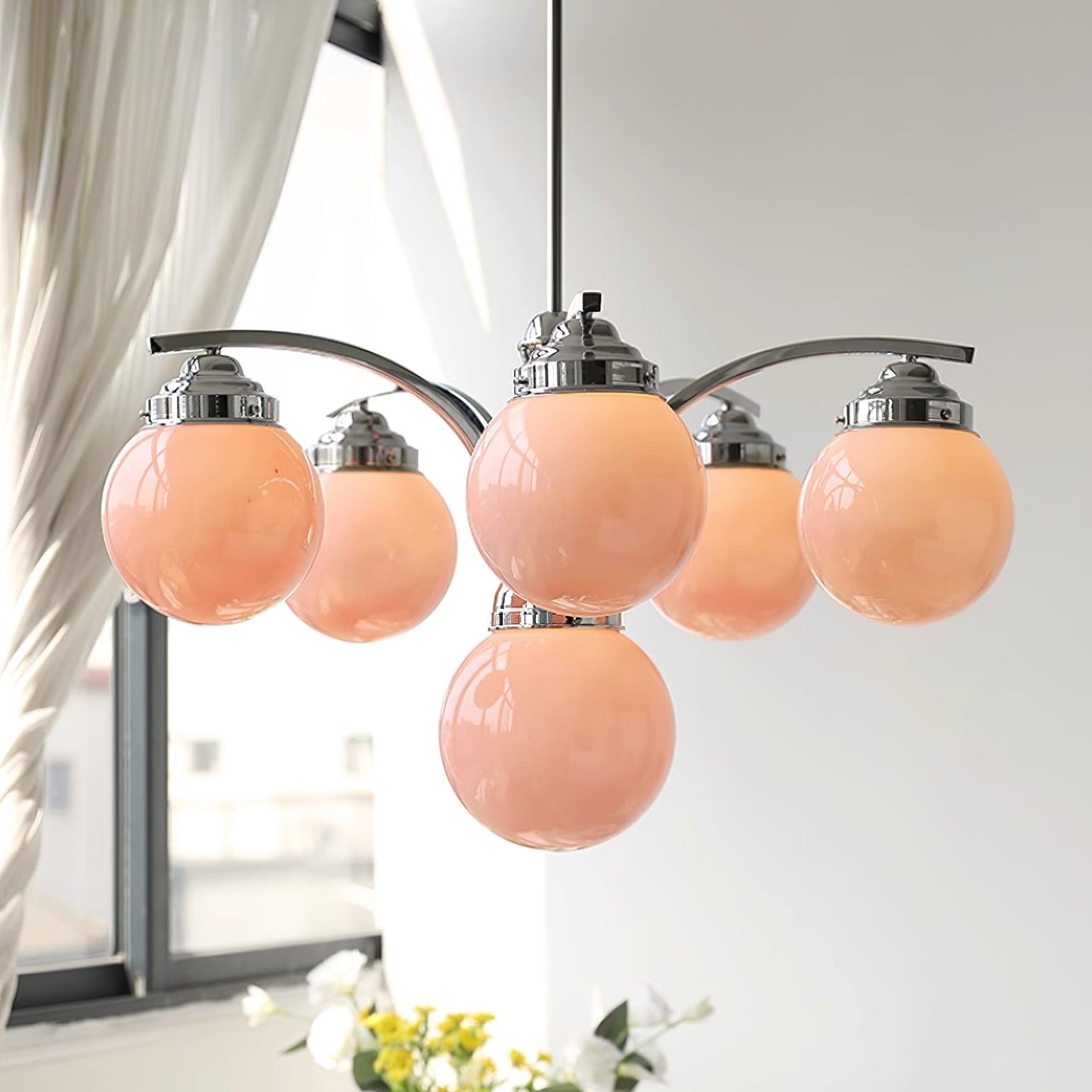 Lustra Chandelier Pink Glass-Neutral Decor