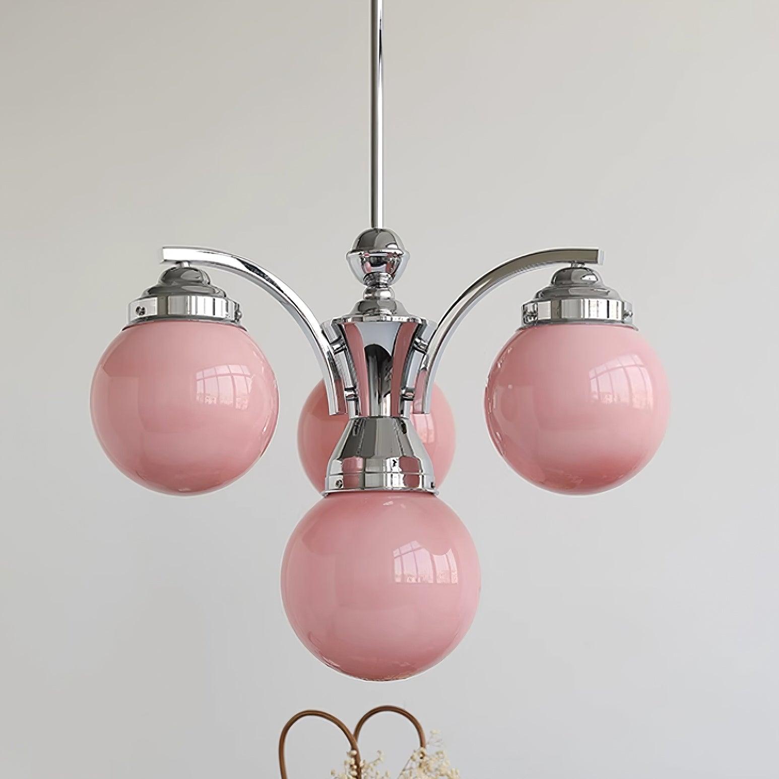 Lustra Chandelier Pink Glass-Neutral Decor