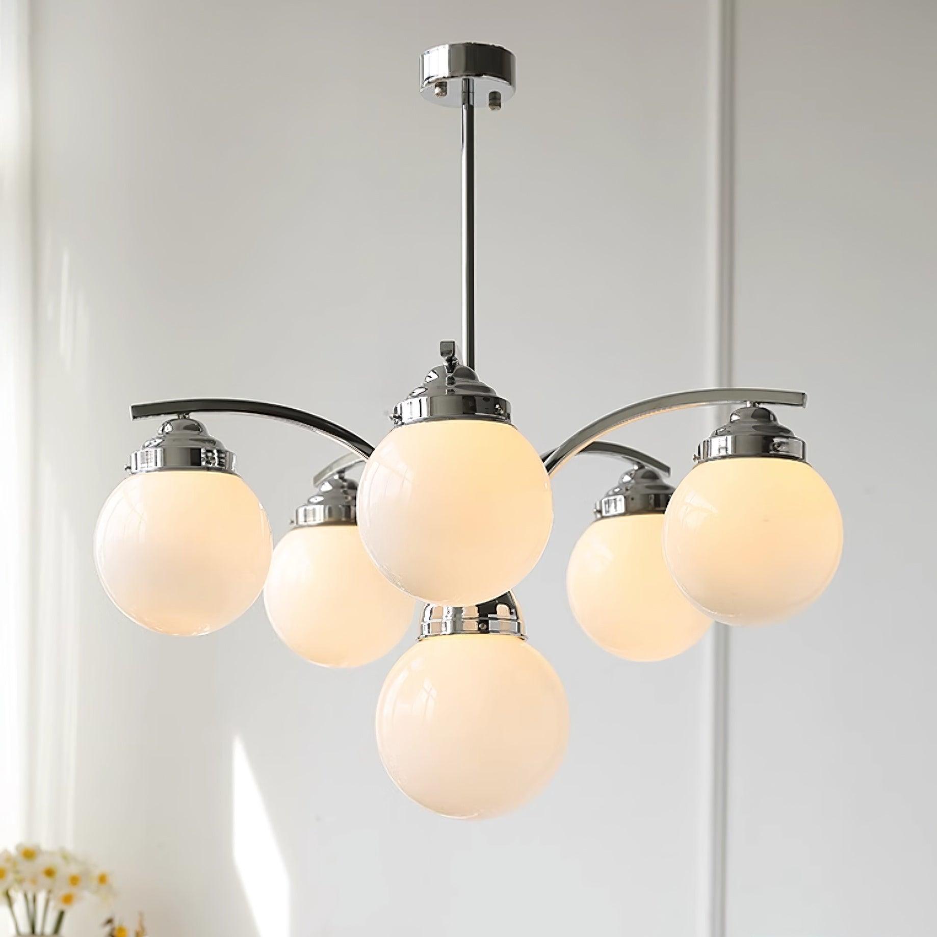 Lustra Chandelier Pink Glass-Neutral Decor
