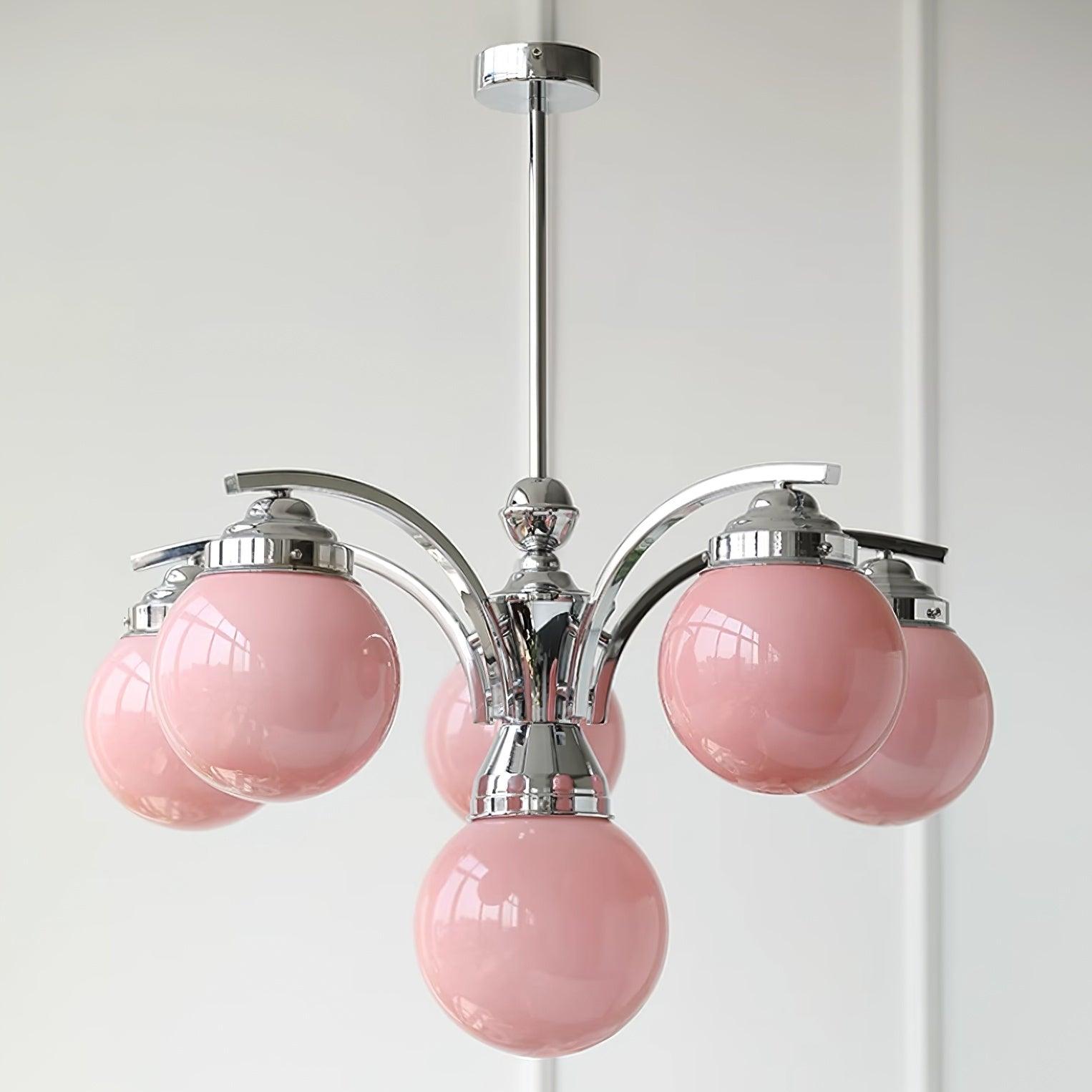 Lustra Chandelier Pink Glass-Neutral Decor
