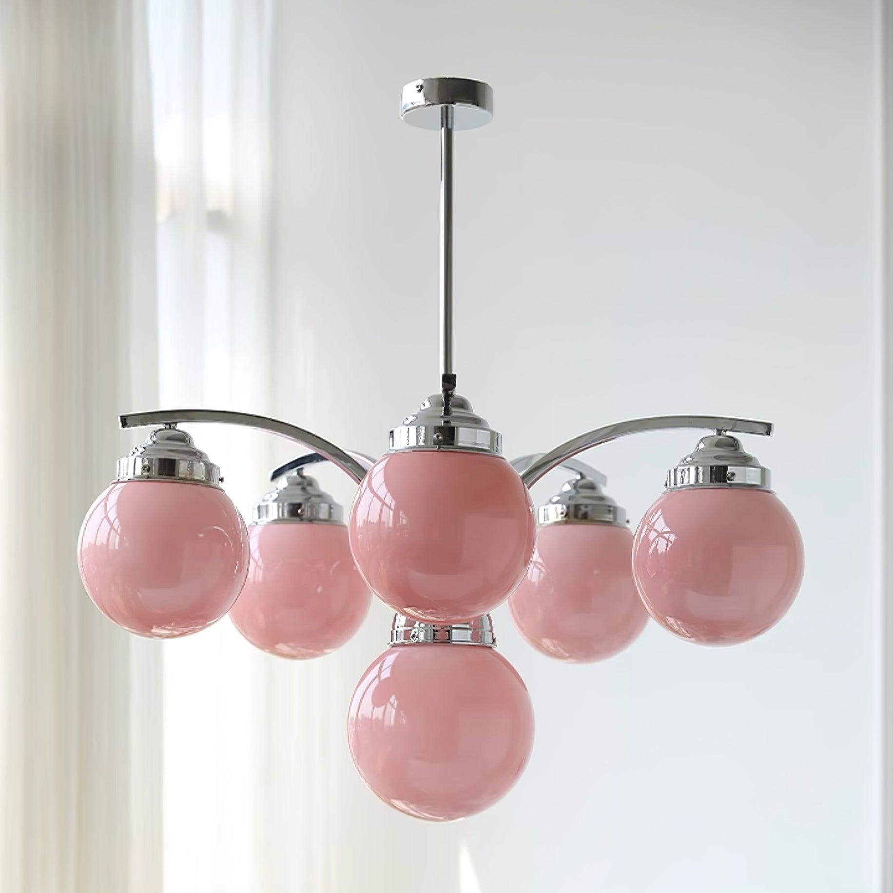 Lustra Chandelier Pink Glass-Neutral Decor