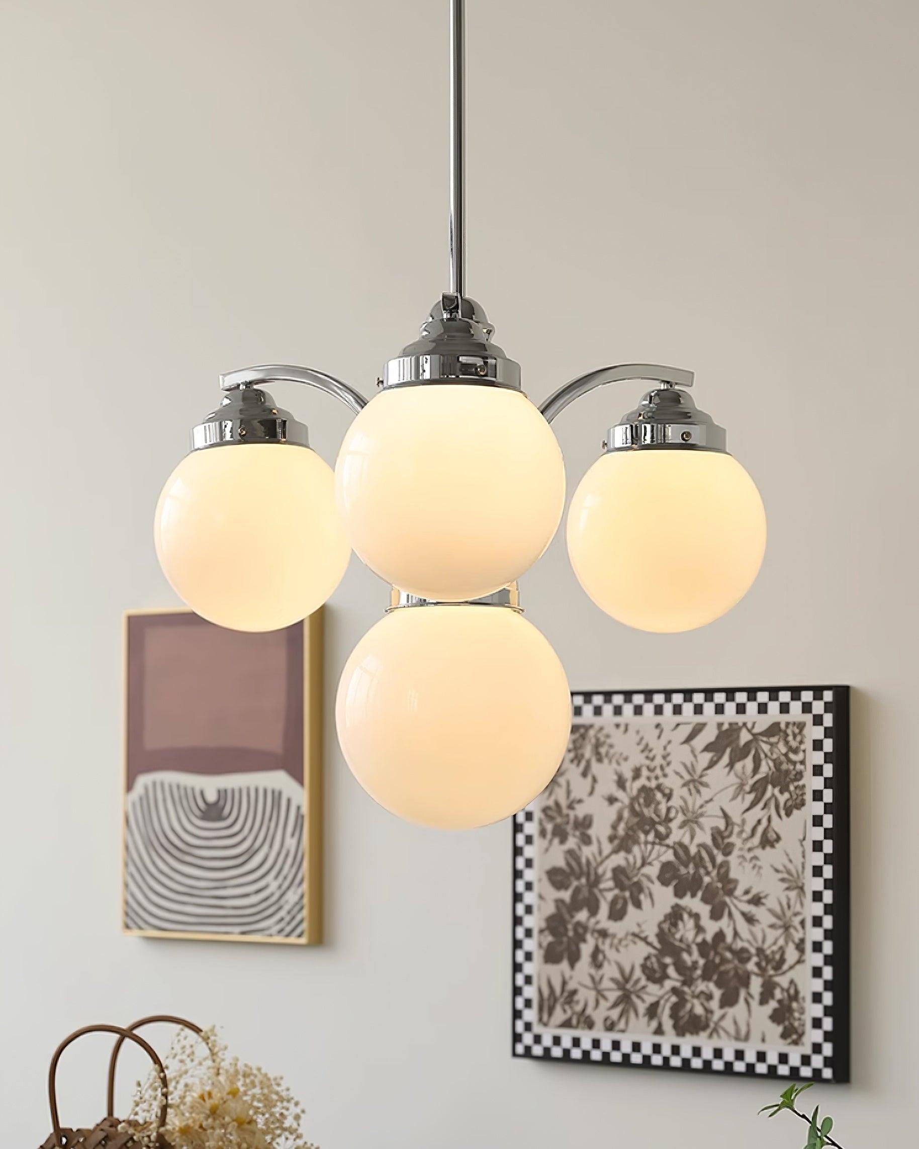 Lustra Chandelier Pink Glass-Neutral Decor