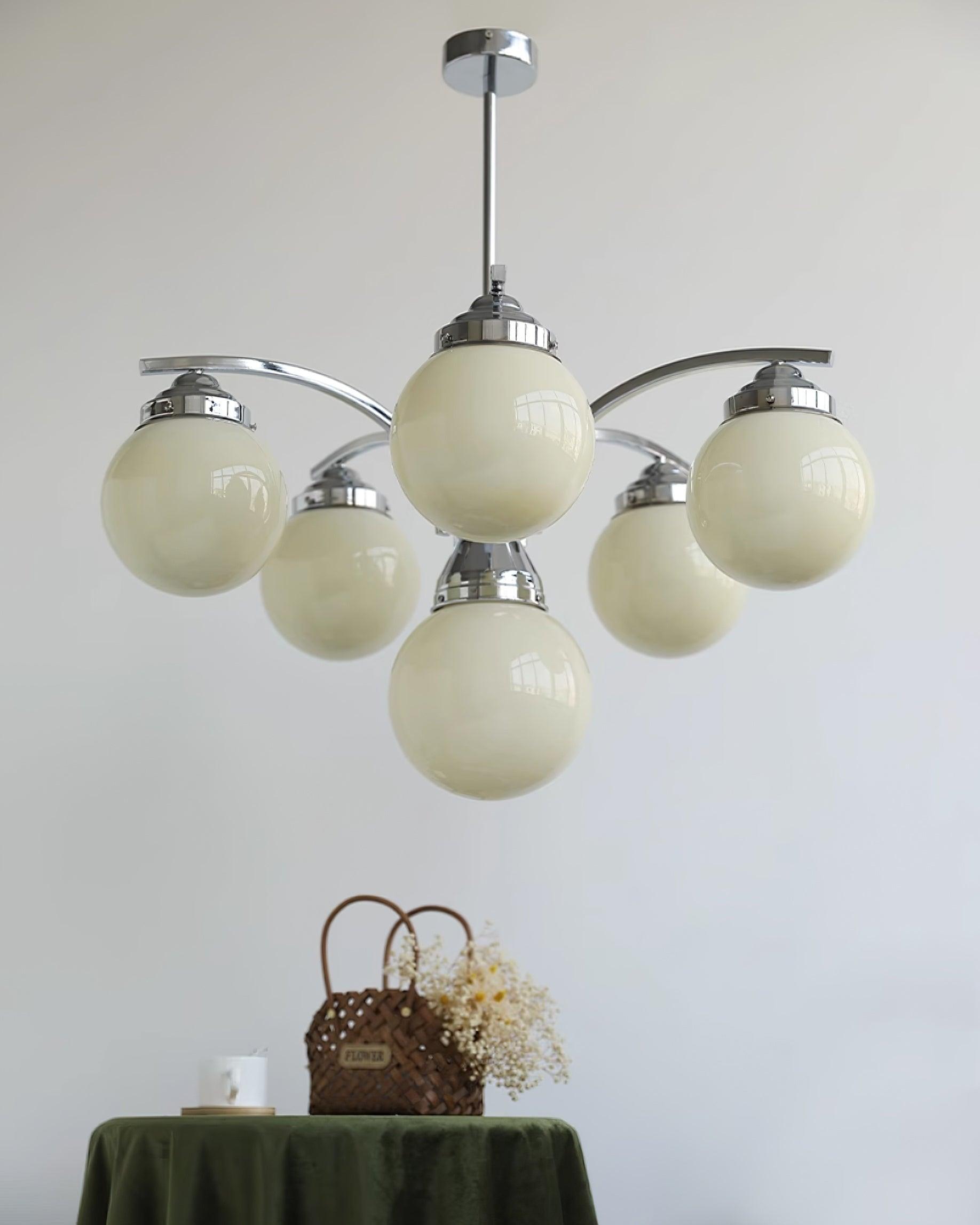 Lustra Chandelier Pink Glass-Neutral Decor