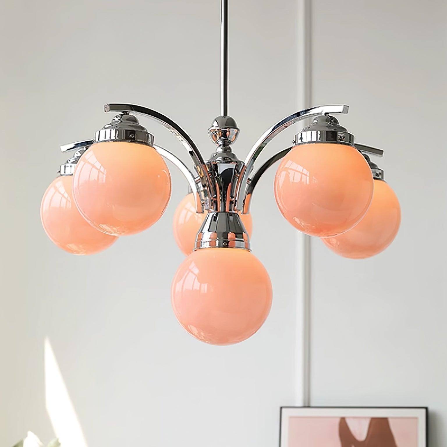 Lustra Chandelier Pink Glass-Neutral Decor