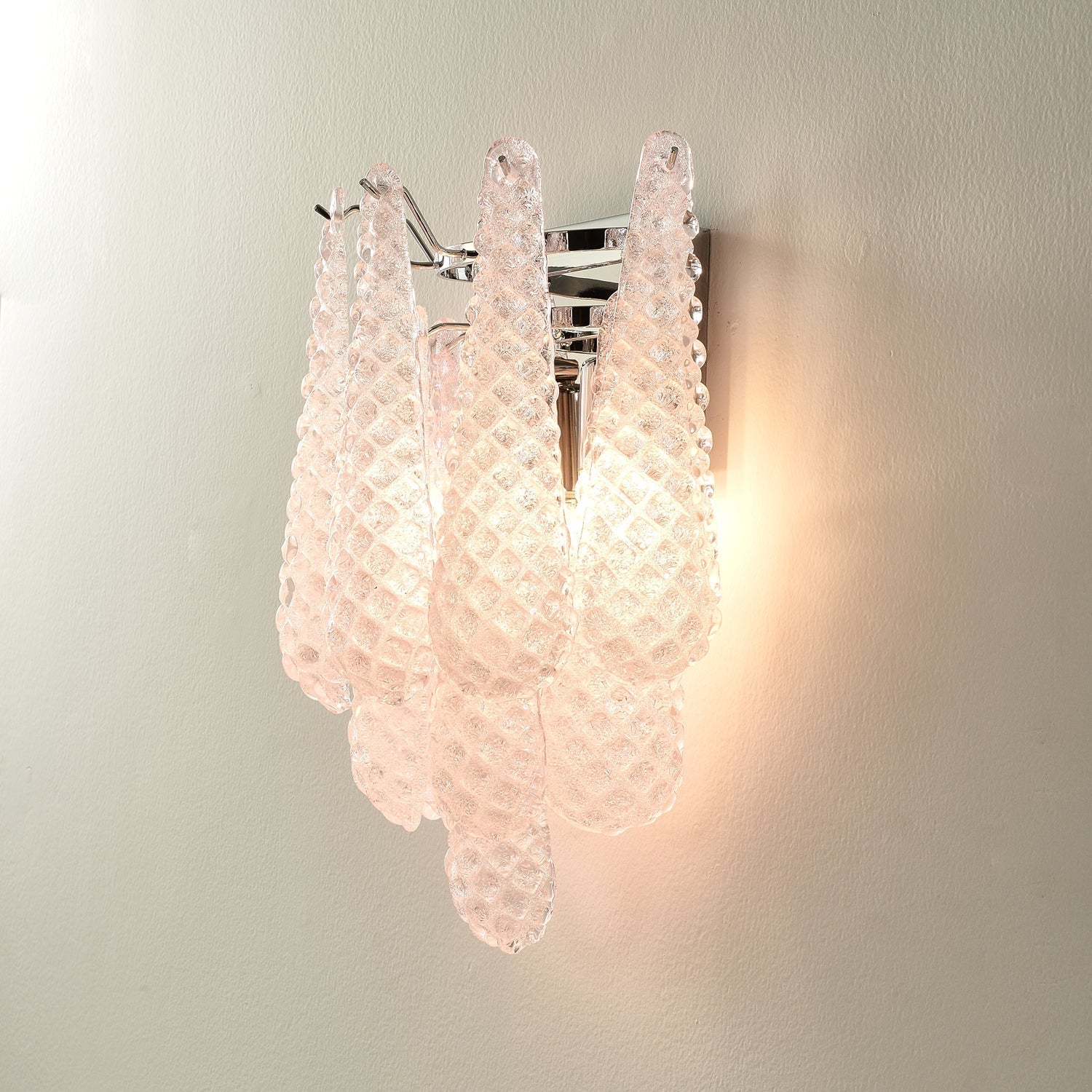 Aurora Wall Sconce Pink Waffle Glass Modern-Neutral Decor
