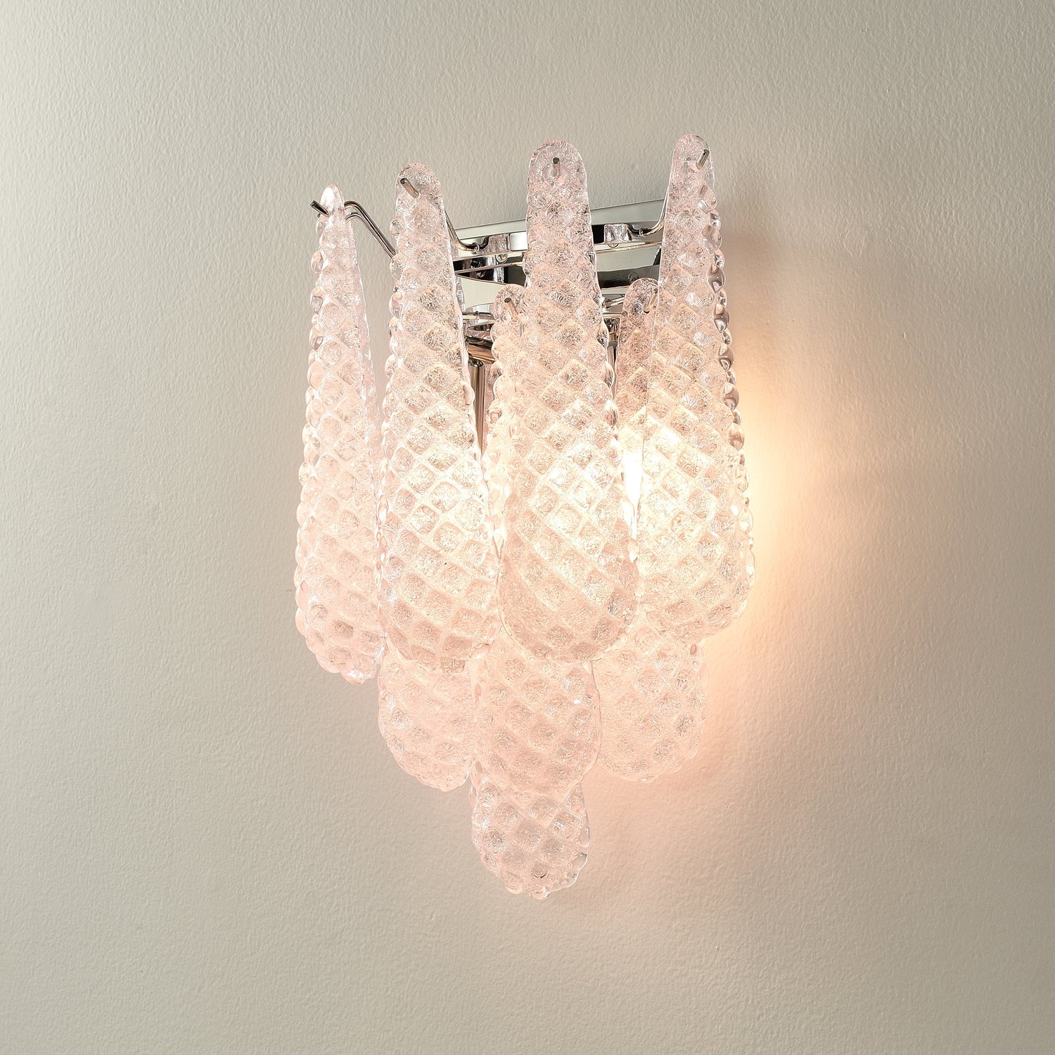 Aurora Wall Sconce Pink Waffle Glass Modern-Neutral Decor