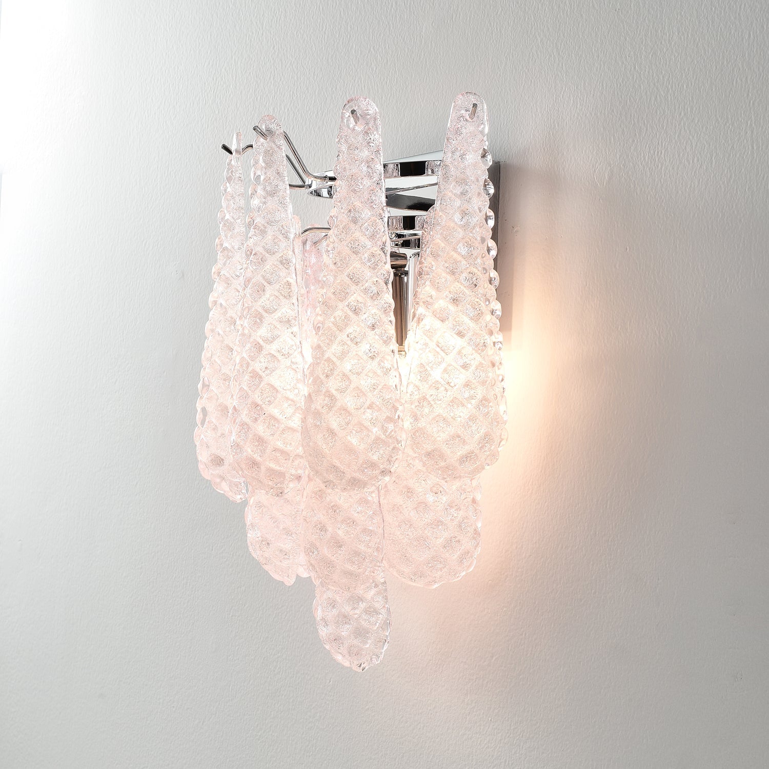 Aurora Wall Sconce Pink Waffle Glass Modern-Neutral Decor