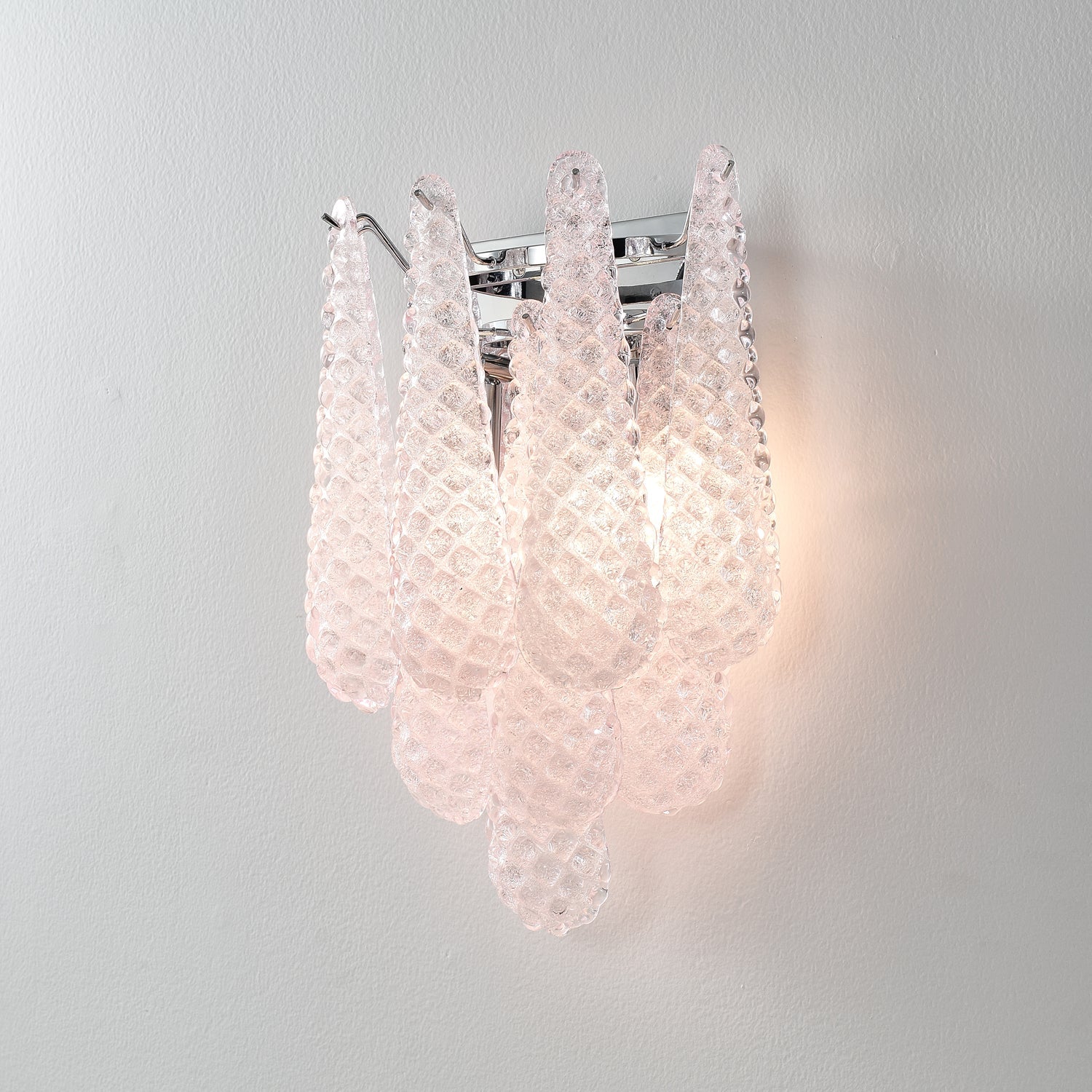 Aurora Wall Sconce Pink Waffle Glass Modern-Neutral Decor
