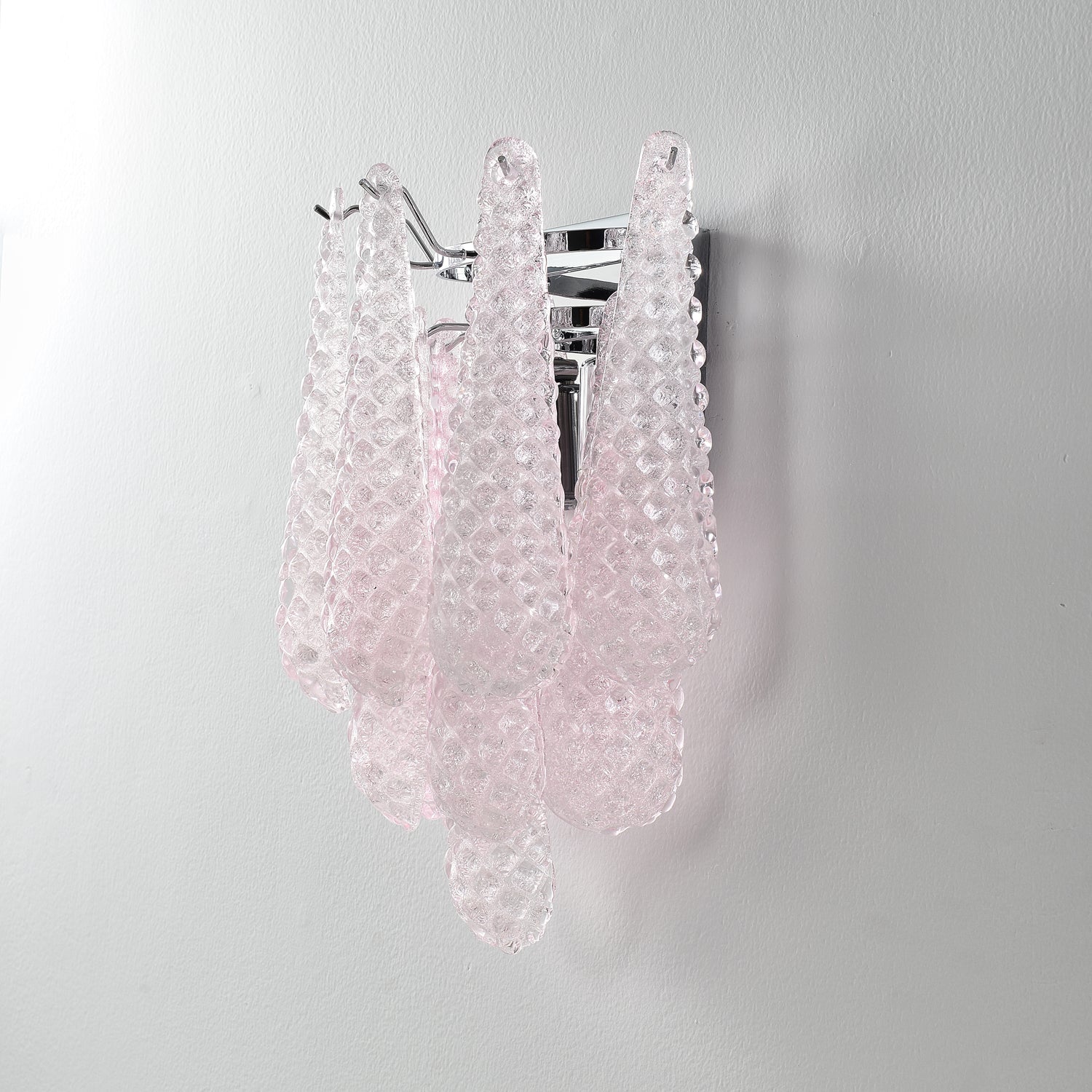 Aurora Wall Sconce Pink Waffle Glass Modern-Neutral Decor