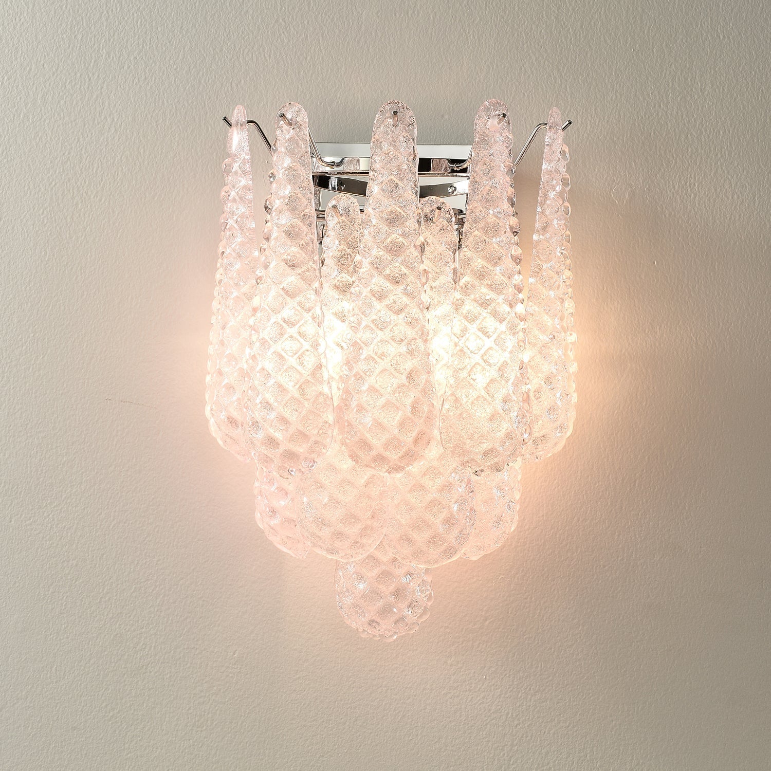 Aurora Wall Sconce Pink Waffle Glass Modern-Neutral Decor