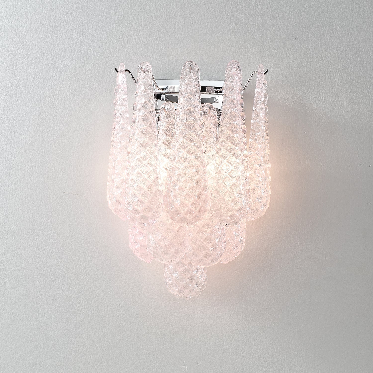 Aurora Wall Sconce Pink Waffle Glass Modern-Neutral Decor