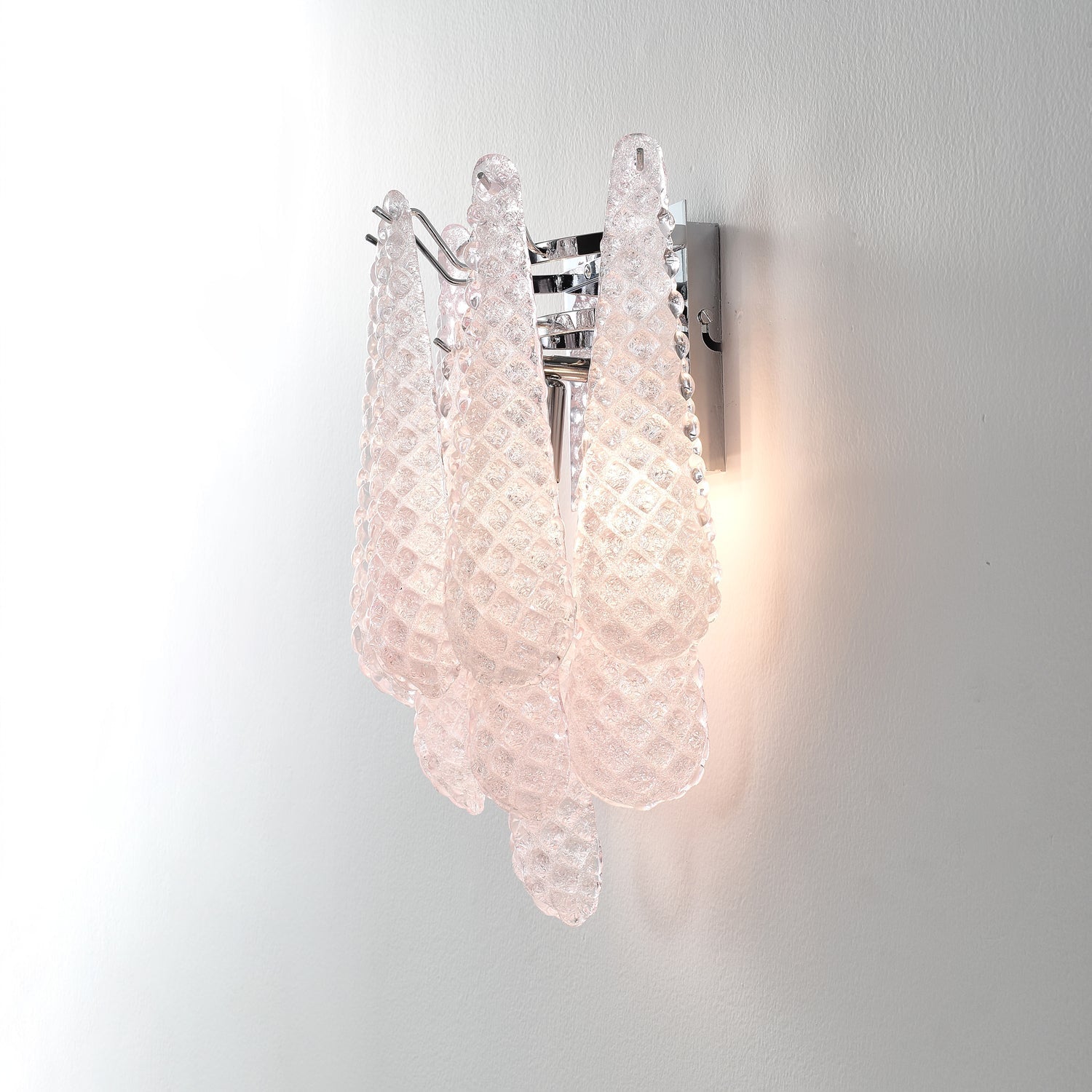 Aurora Wall Sconce Pink Waffle Glass Modern-Neutral Decor