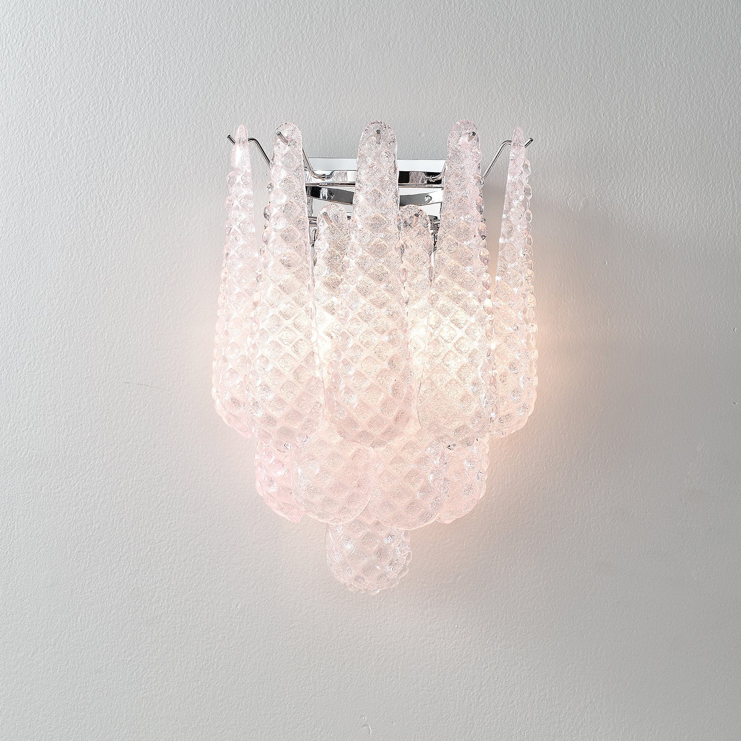 Aurora Wall Sconce Pink Waffle Glass Modern-Neutral Decor