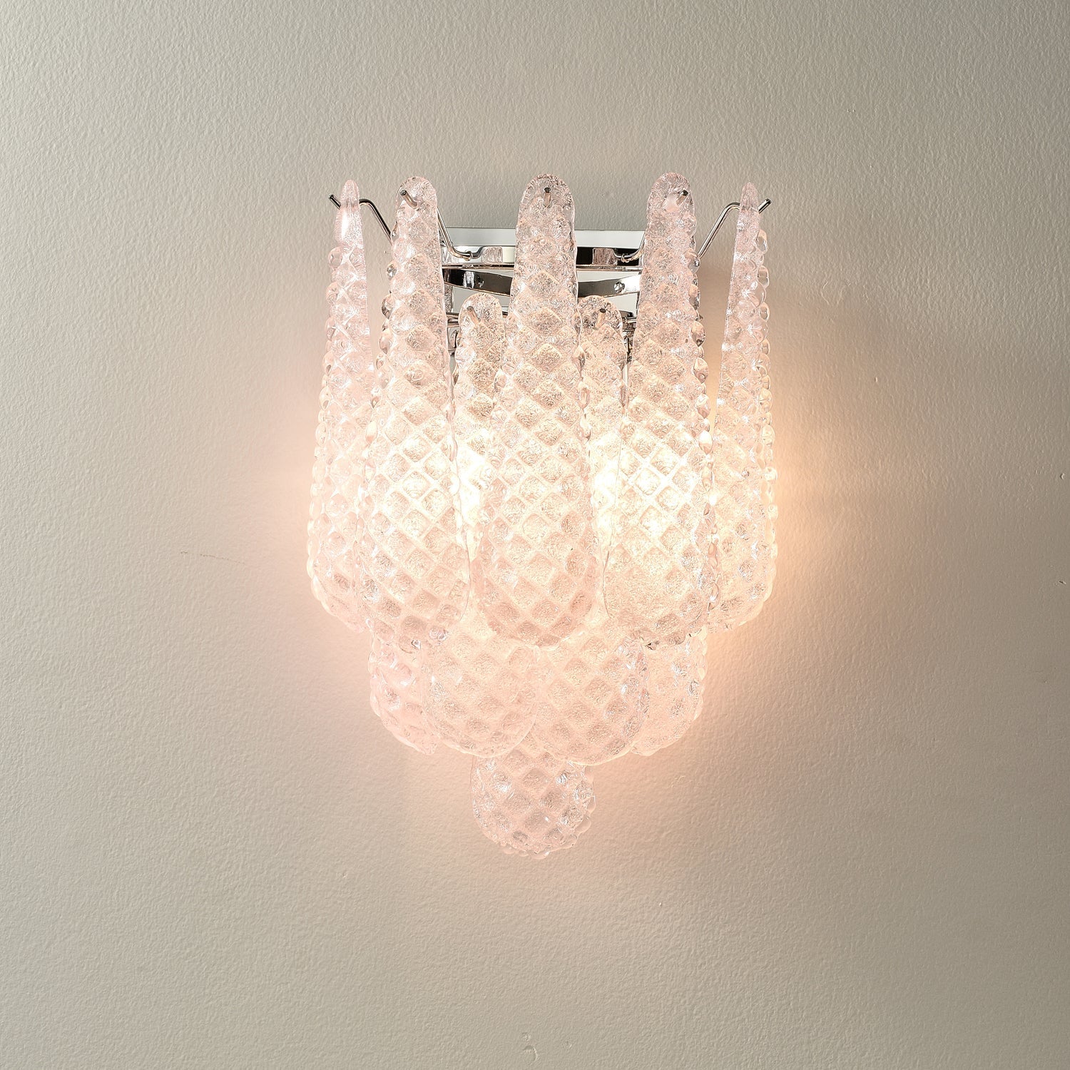 Aurora Wall Sconce Pink Waffle Glass Modern-Neutral Decor