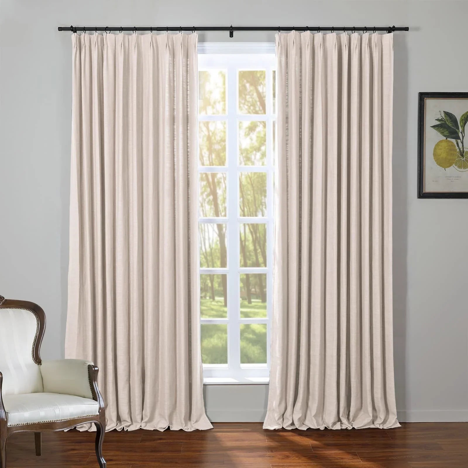 Kelly Flax Linen Curtains & Drapes Pleated-Neutral Decor
